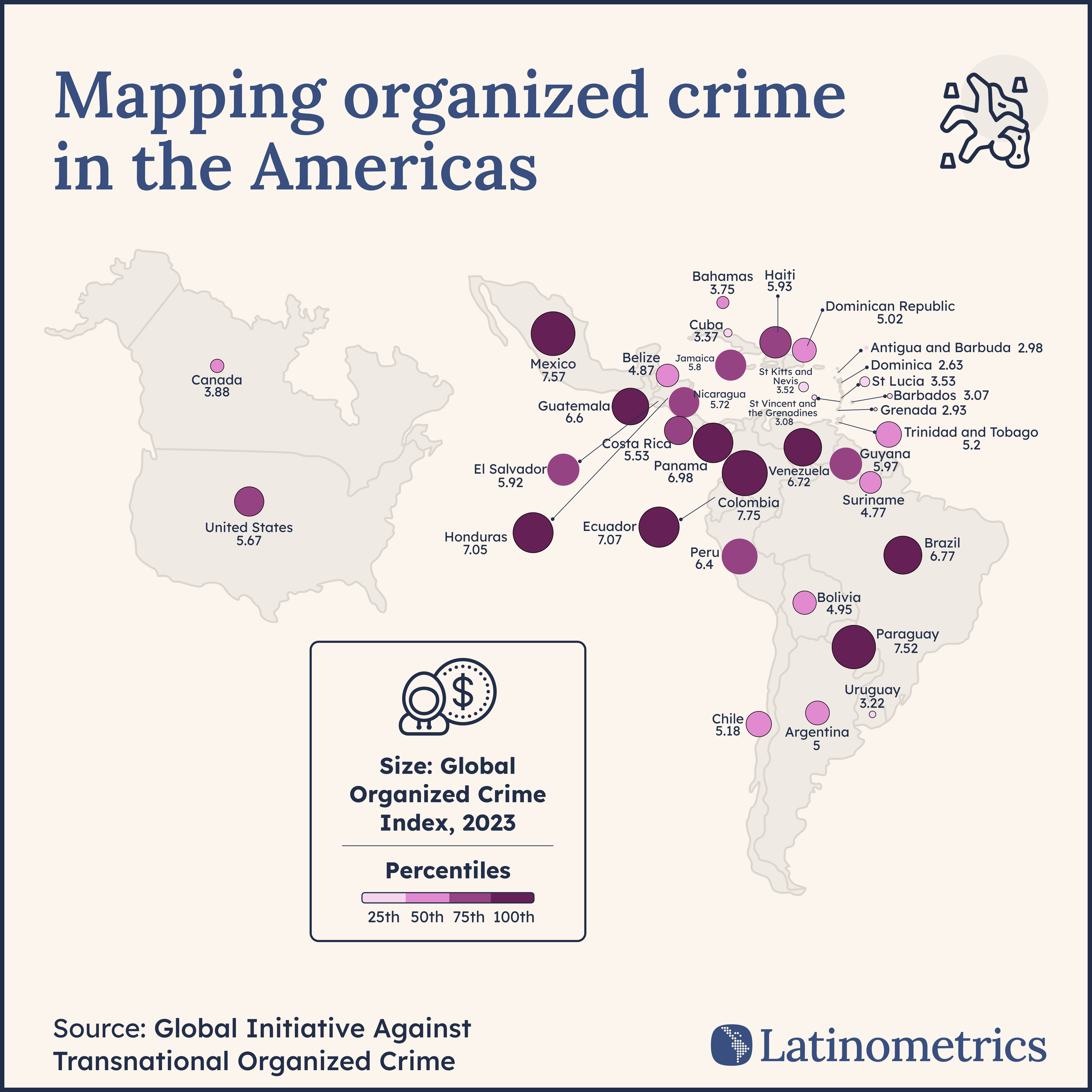 [OC] Mapping organized crime in the Americas Visualization