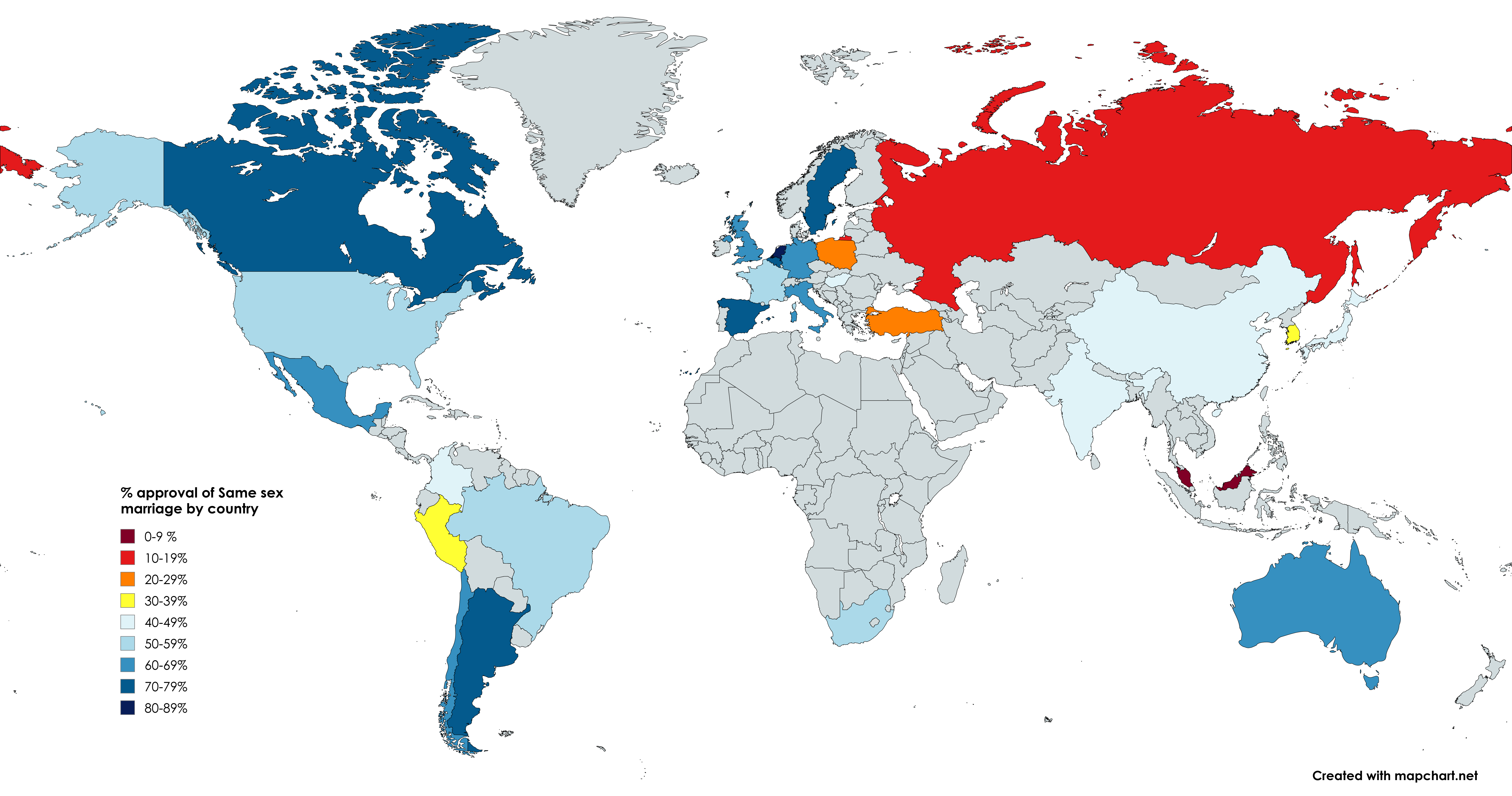 [OC] Approval of Same Sex Marriage by Country. Visualization