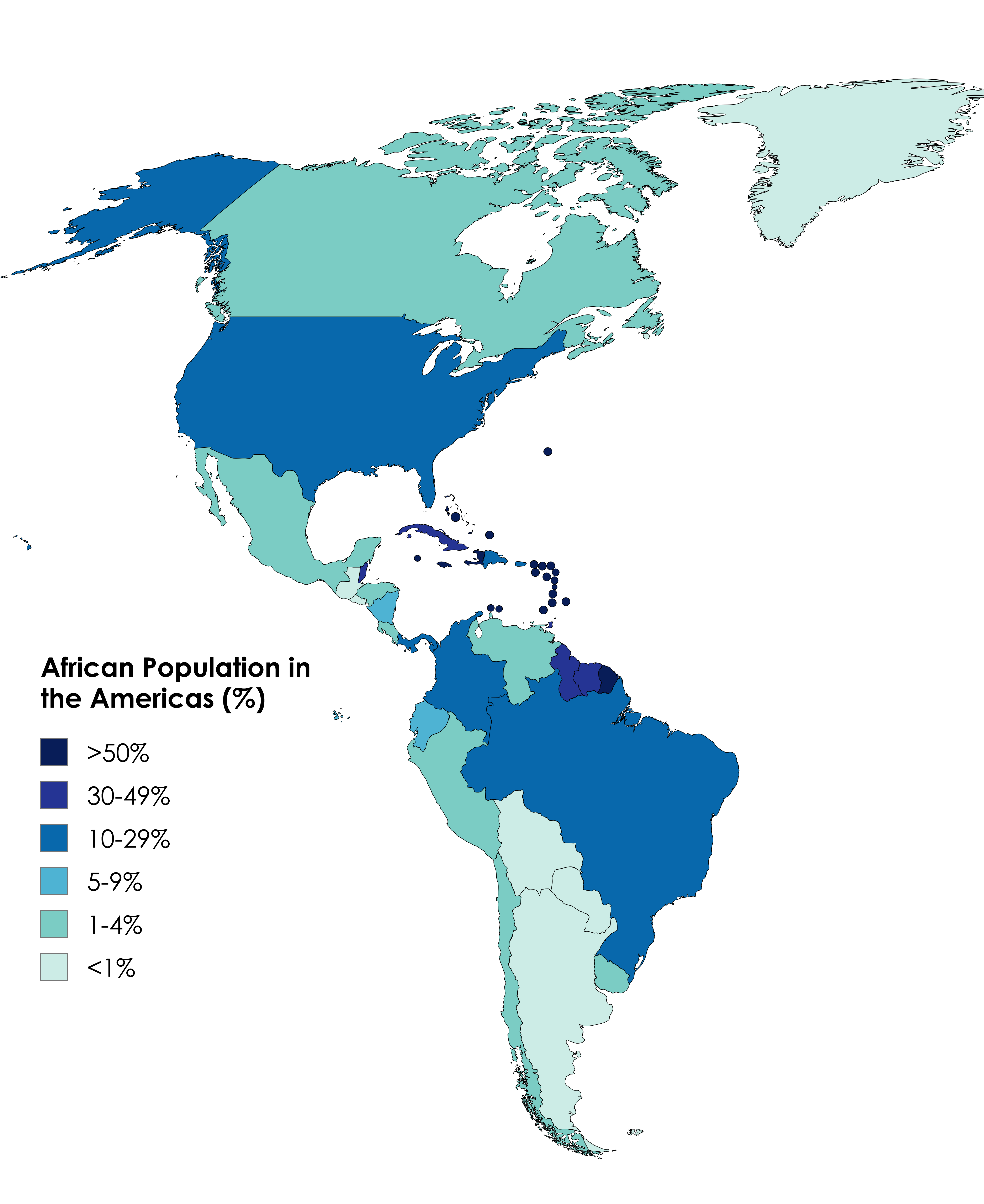 African Population in the Americas (%) [OC] Data Visualization