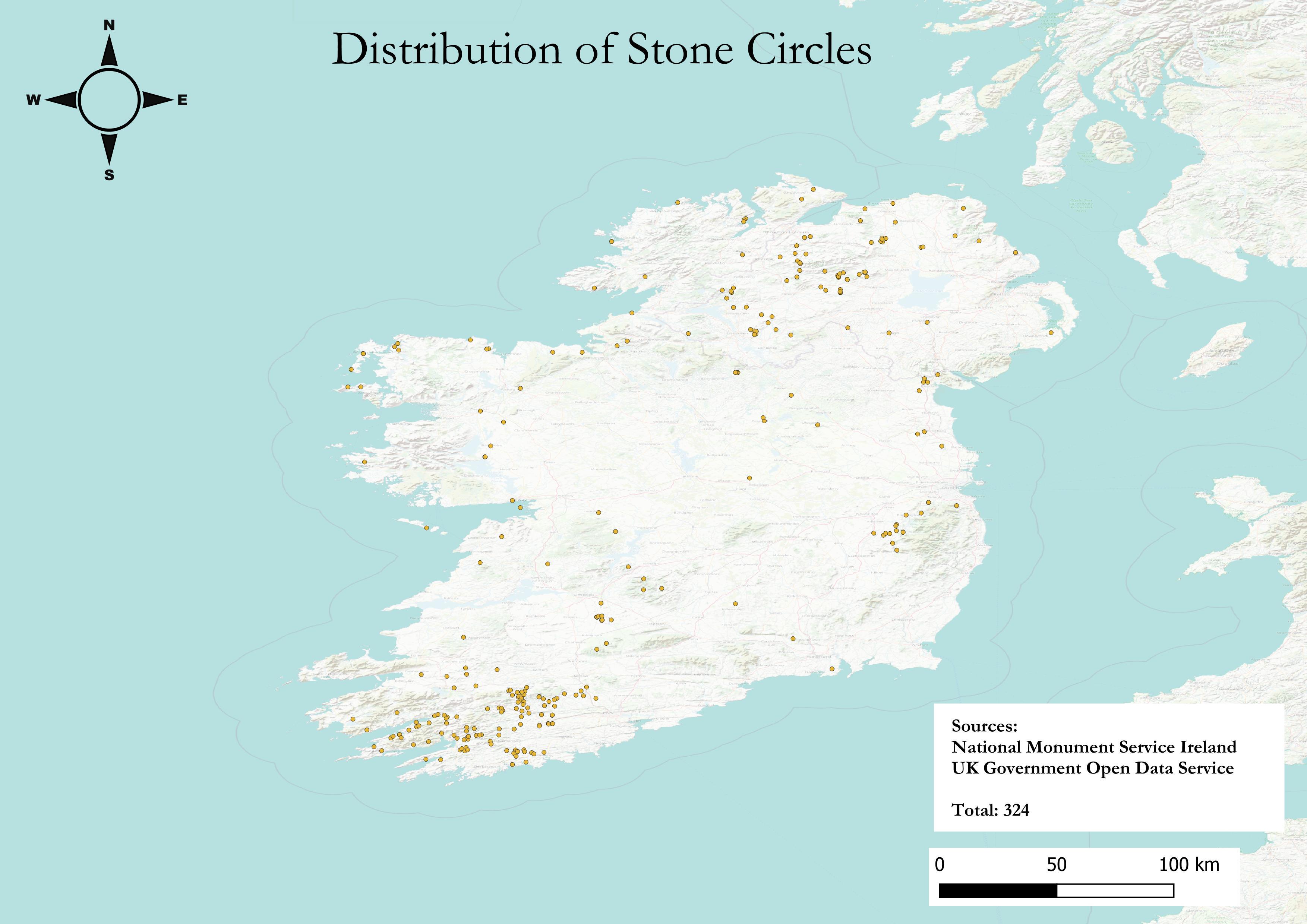 [OC] Distribution of Stone Circles in Ireland Visualization