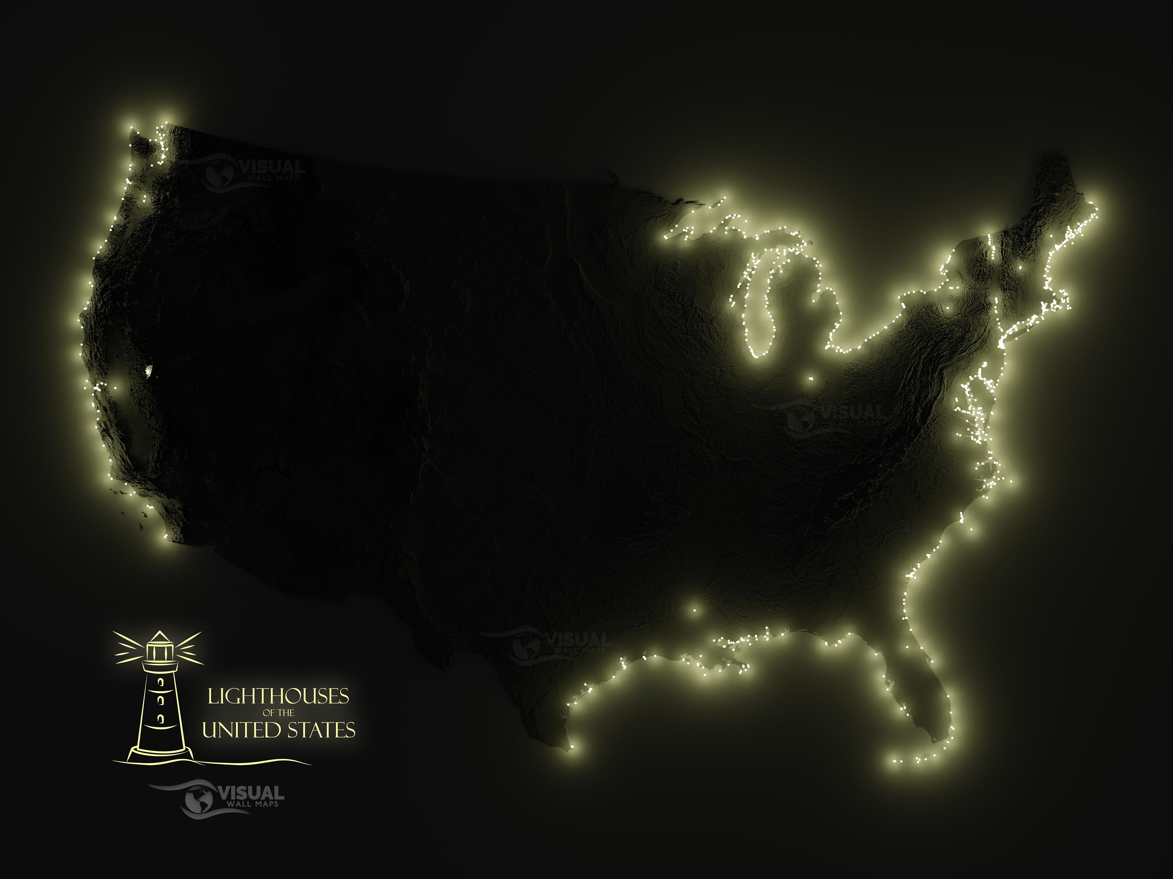 Lighthouses of the United States [OC] Visualization