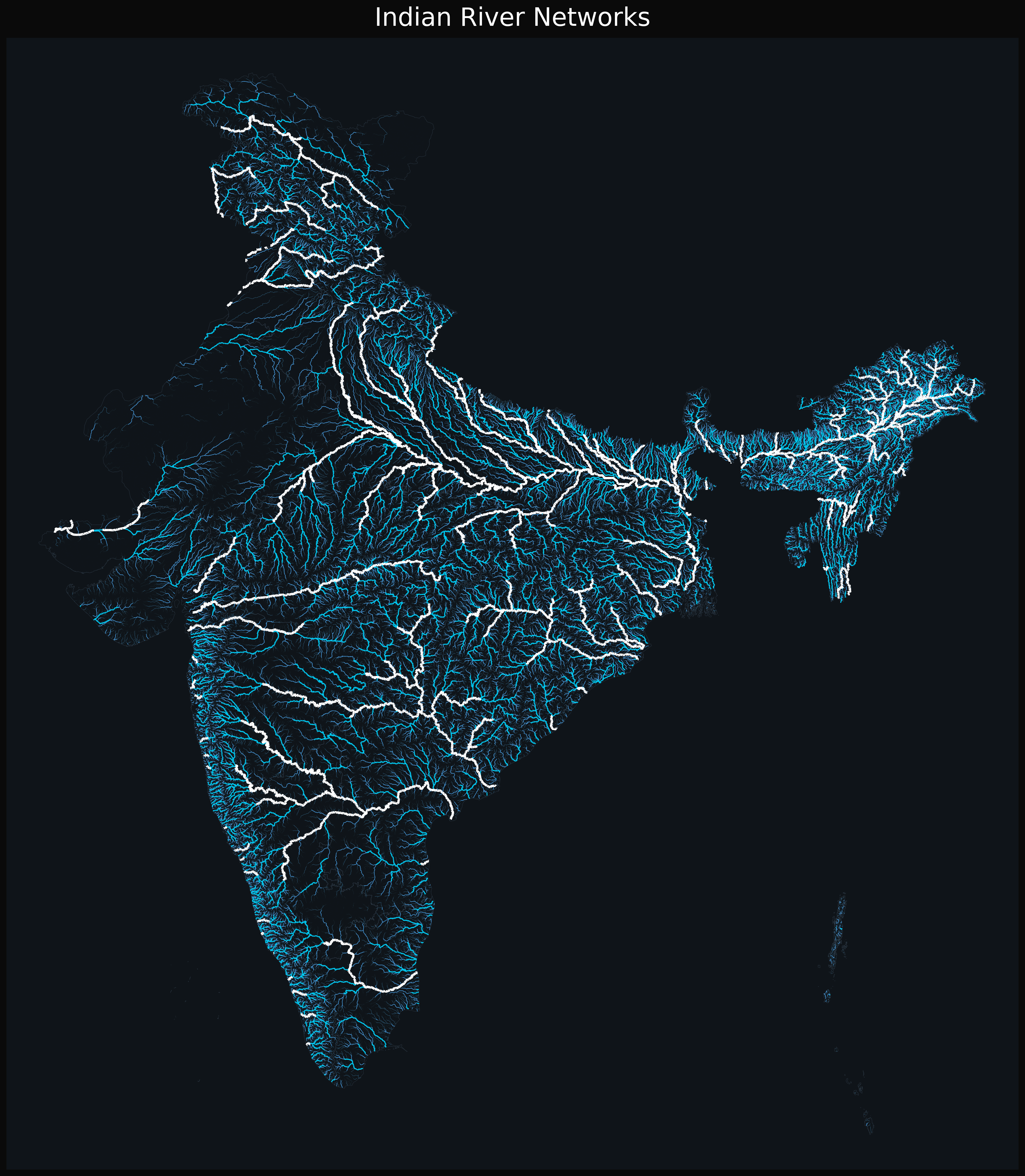 [OC] Indian river networks. Visualization