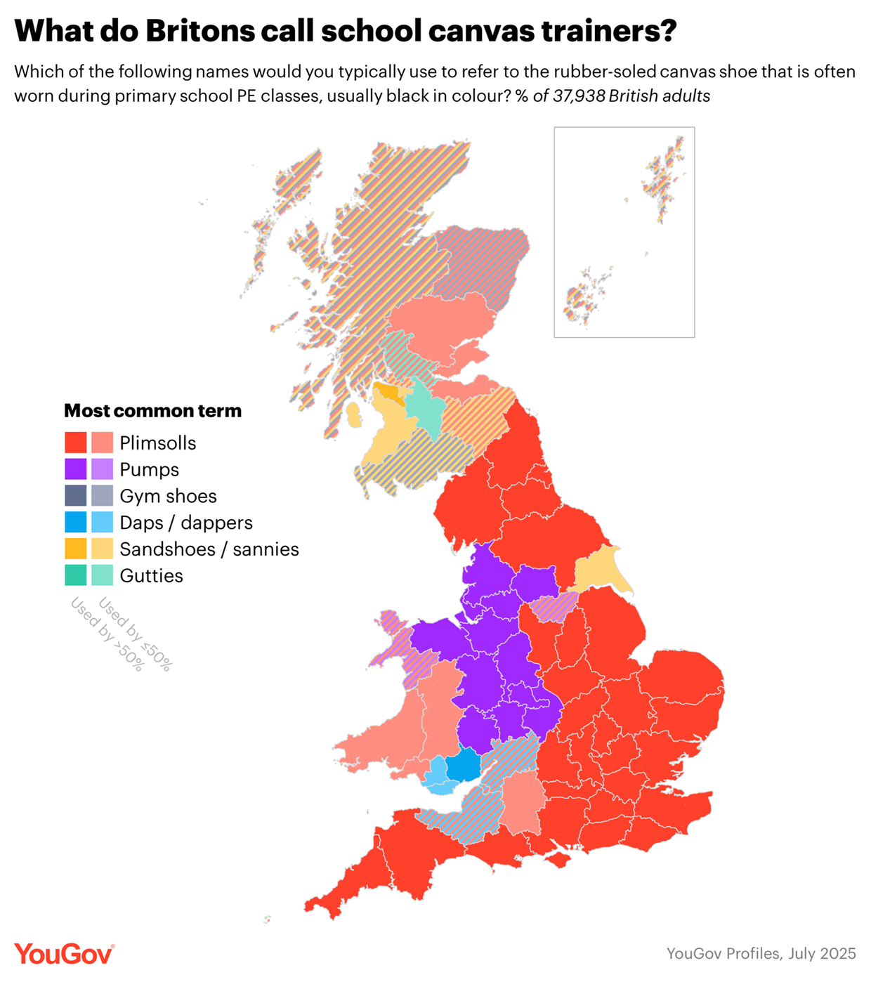 [OC] What do Britons call school canvas trainers? Visualization