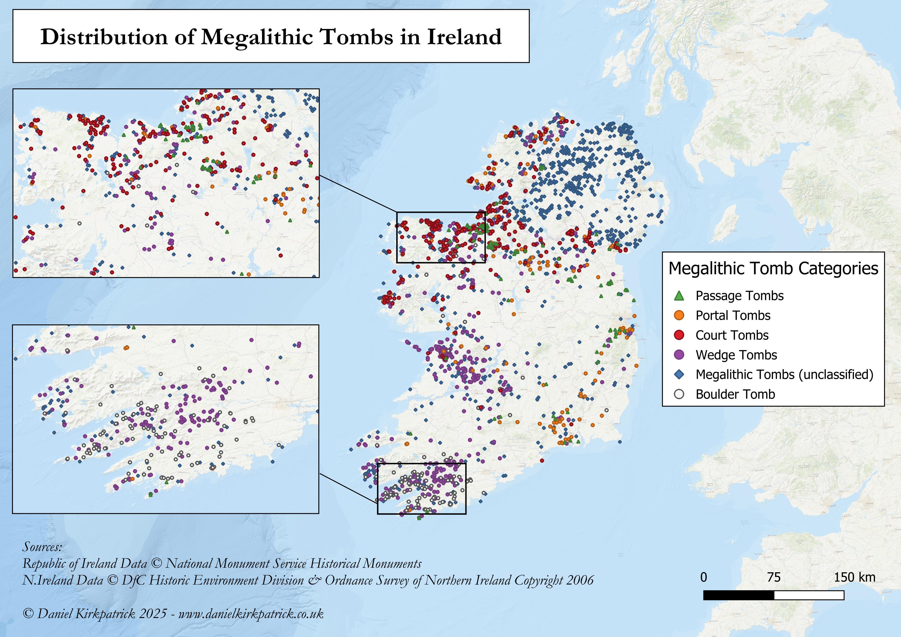 [OC] Distribution of Megalithic Sites in Ireland Visualization