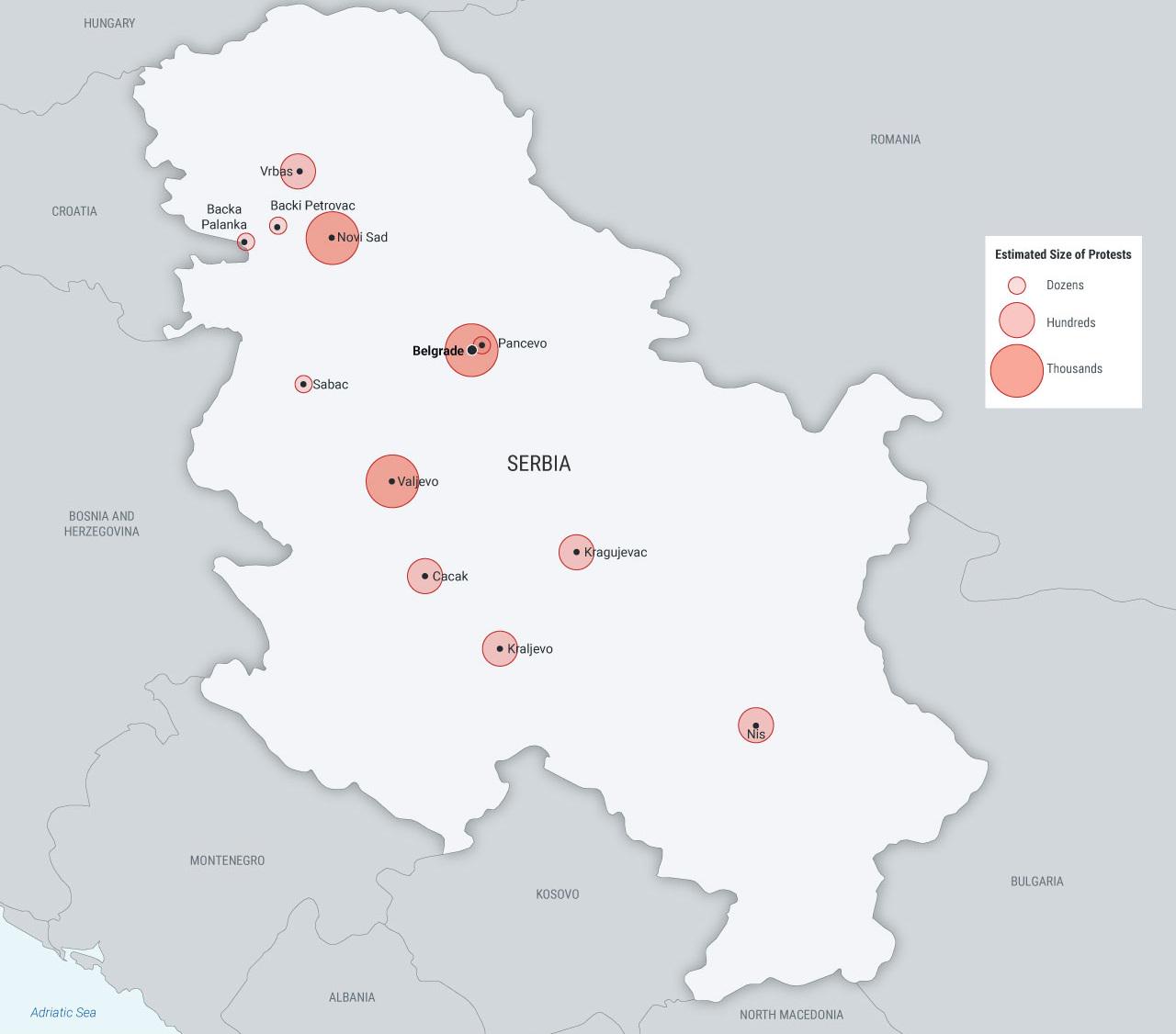 Protests in Serbia this month (Reuters/AP/AJE/PBS) Visualization