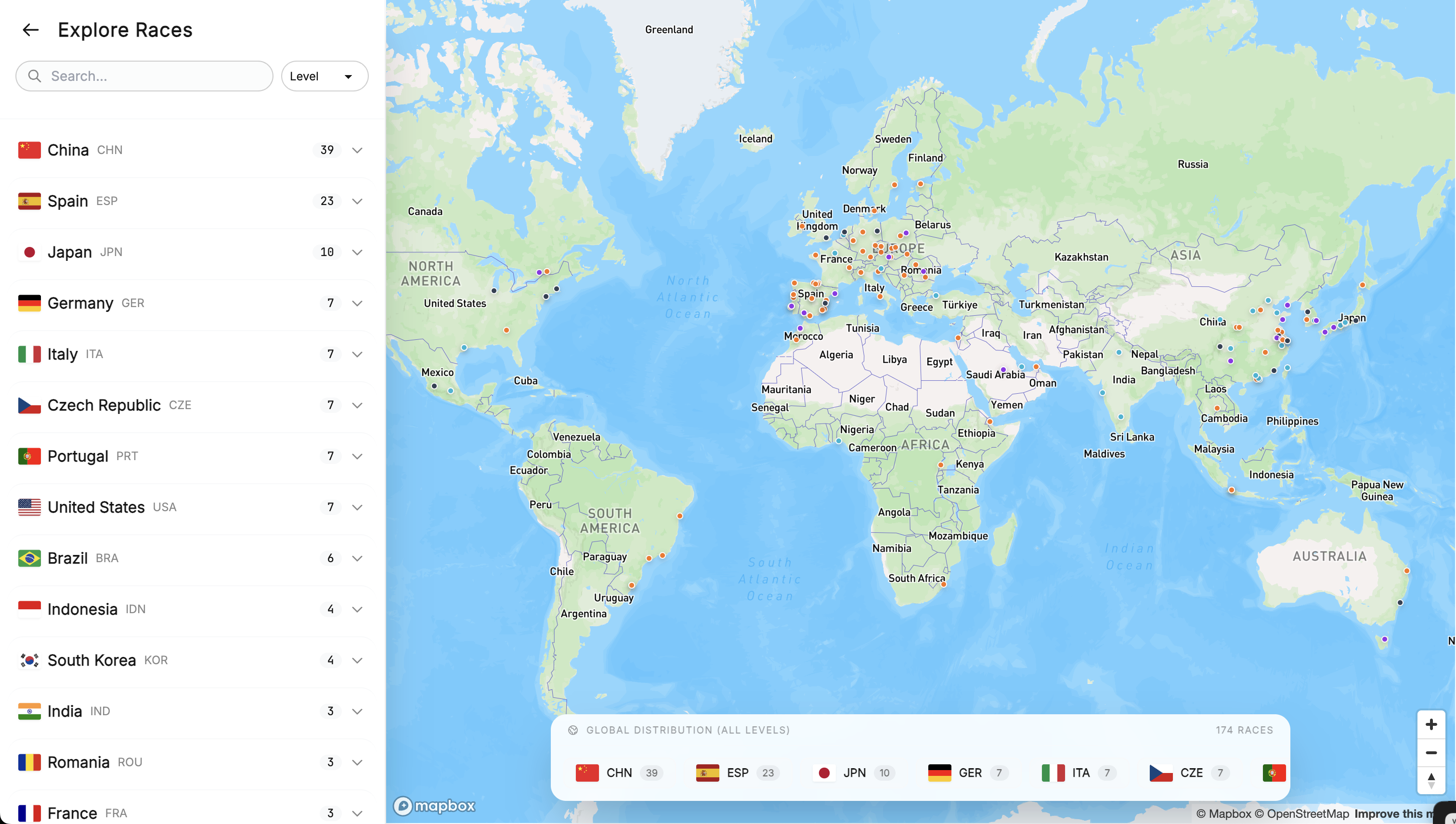 [OC] map world athletics label marathon race Visualization