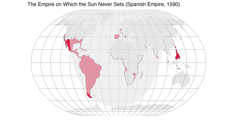 [OC] Animation of the Empire on Which the Sun Never Sets (Spanish Empire, 1590) Visualization