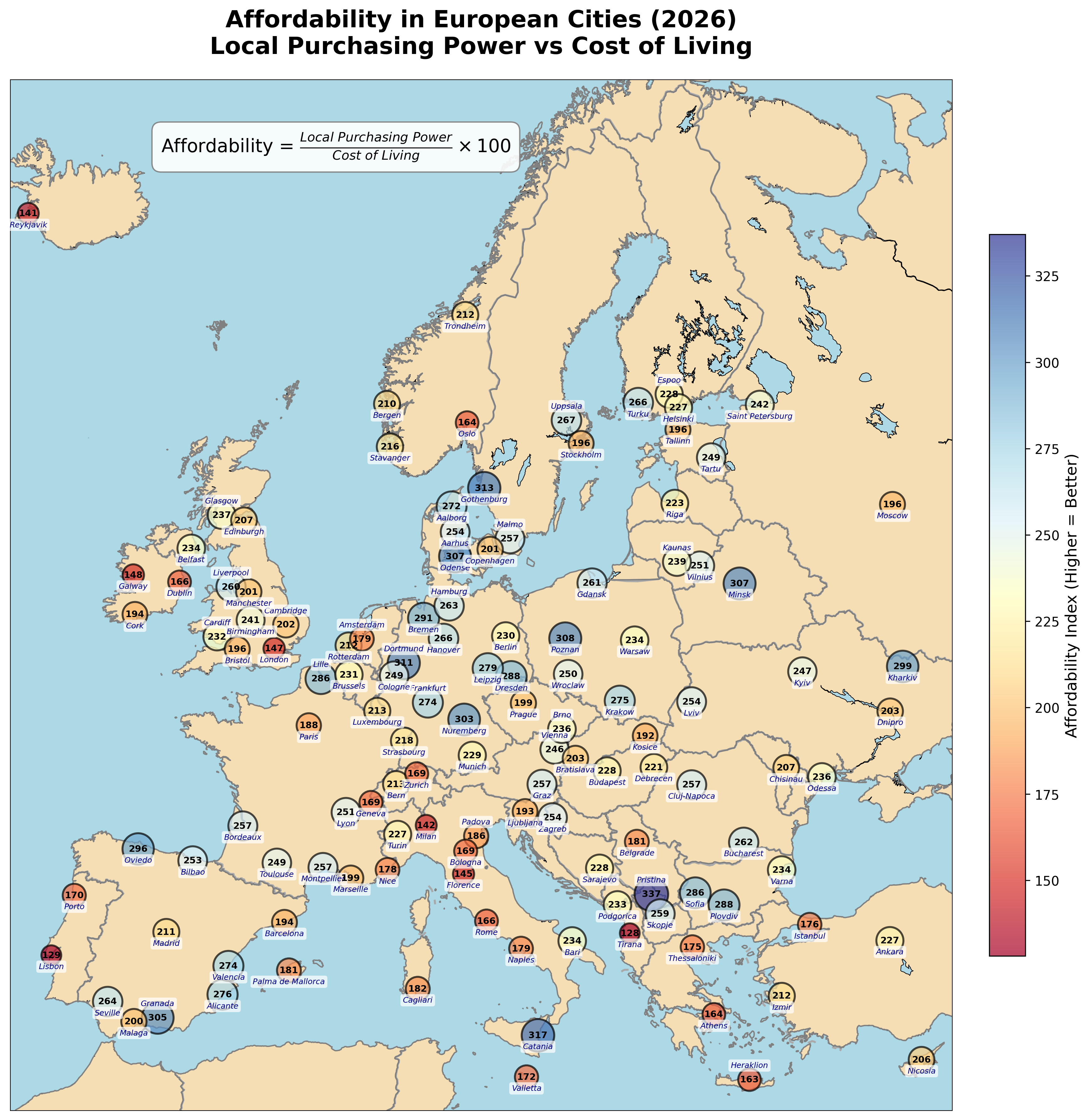 [OC] Affordability in European Cities (2026) Visualization