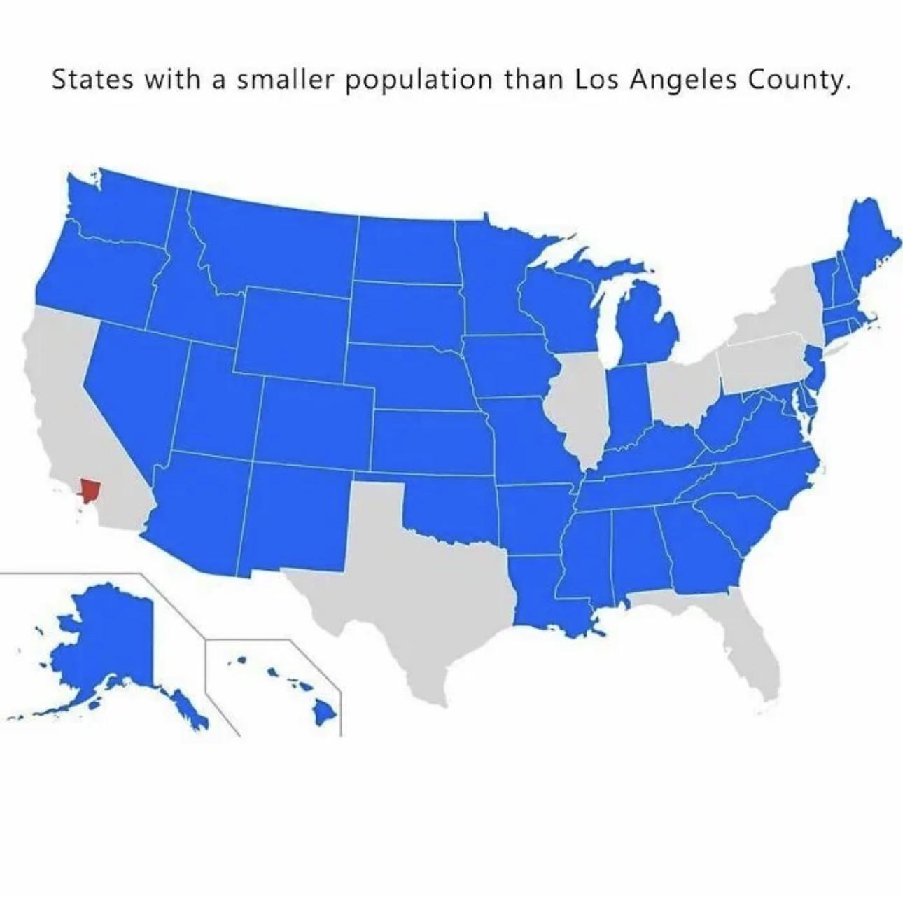 States with a smaller population than Los Angeles County Data Visualization