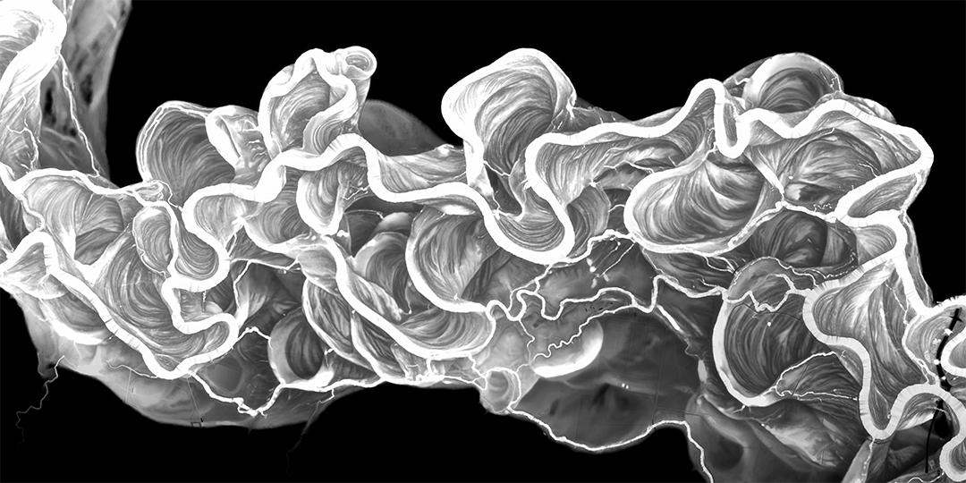 [OC] A Relative Elevation Model of a section of the Murray River in Australia. Visualization