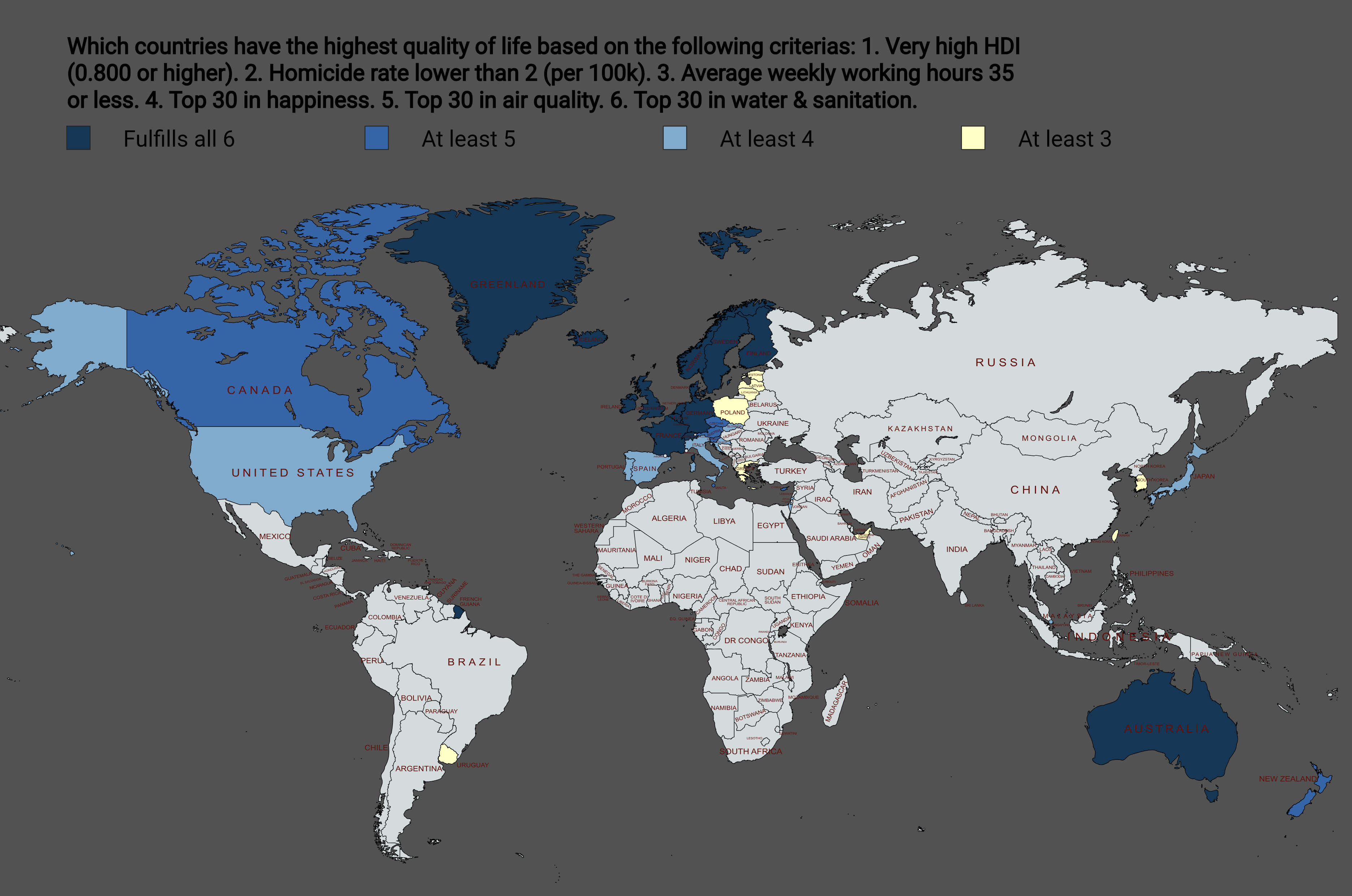 [OC] Which countries have the highest quality of life? Visualization