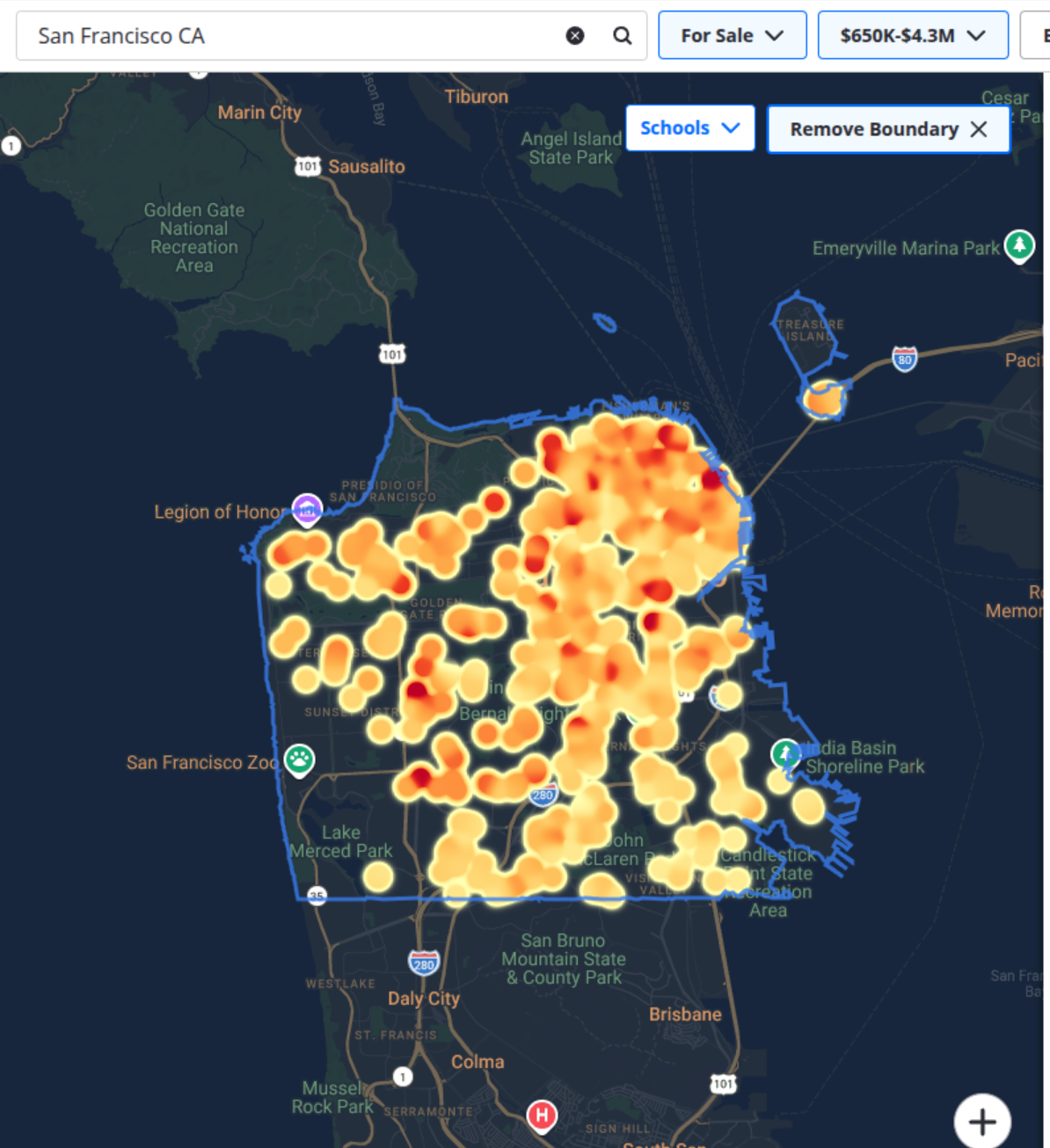 [OC] San Francisco Real Estate Price Heatmap by Asking Price Visualization