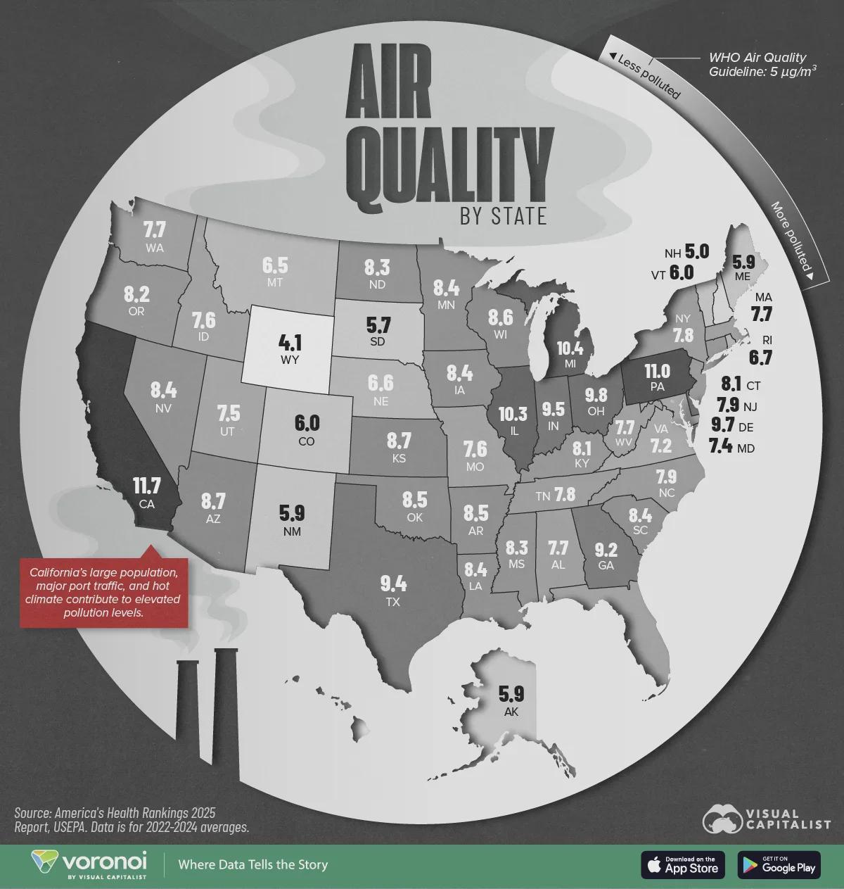 The Best and Worst U.S. States for Air Quality Visualization