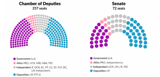 The composition of Argentina's congress since the Oct 2025 legislative elections Visualization
