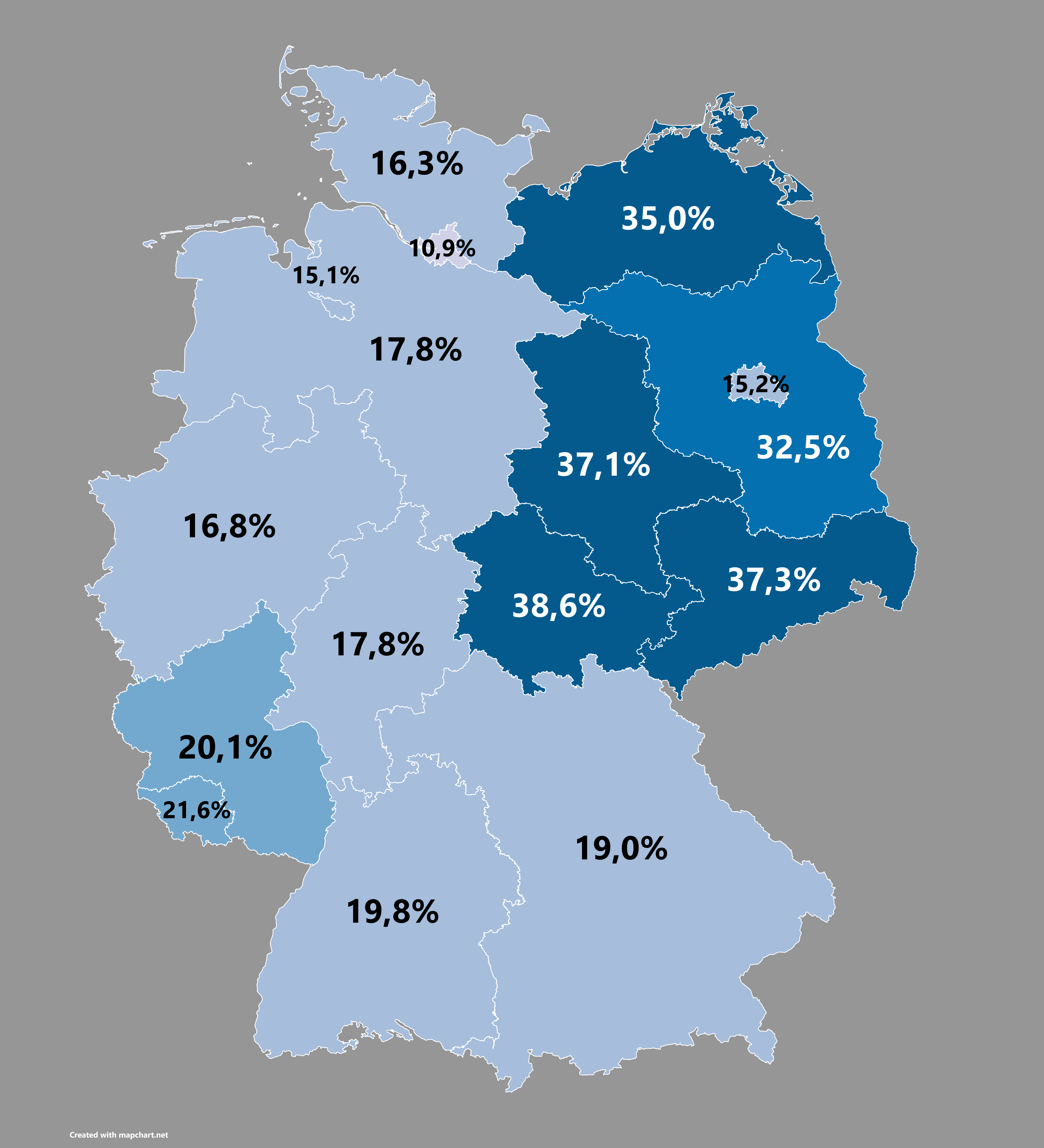 [OC] AfD vote share at the 2025 German election Visualization