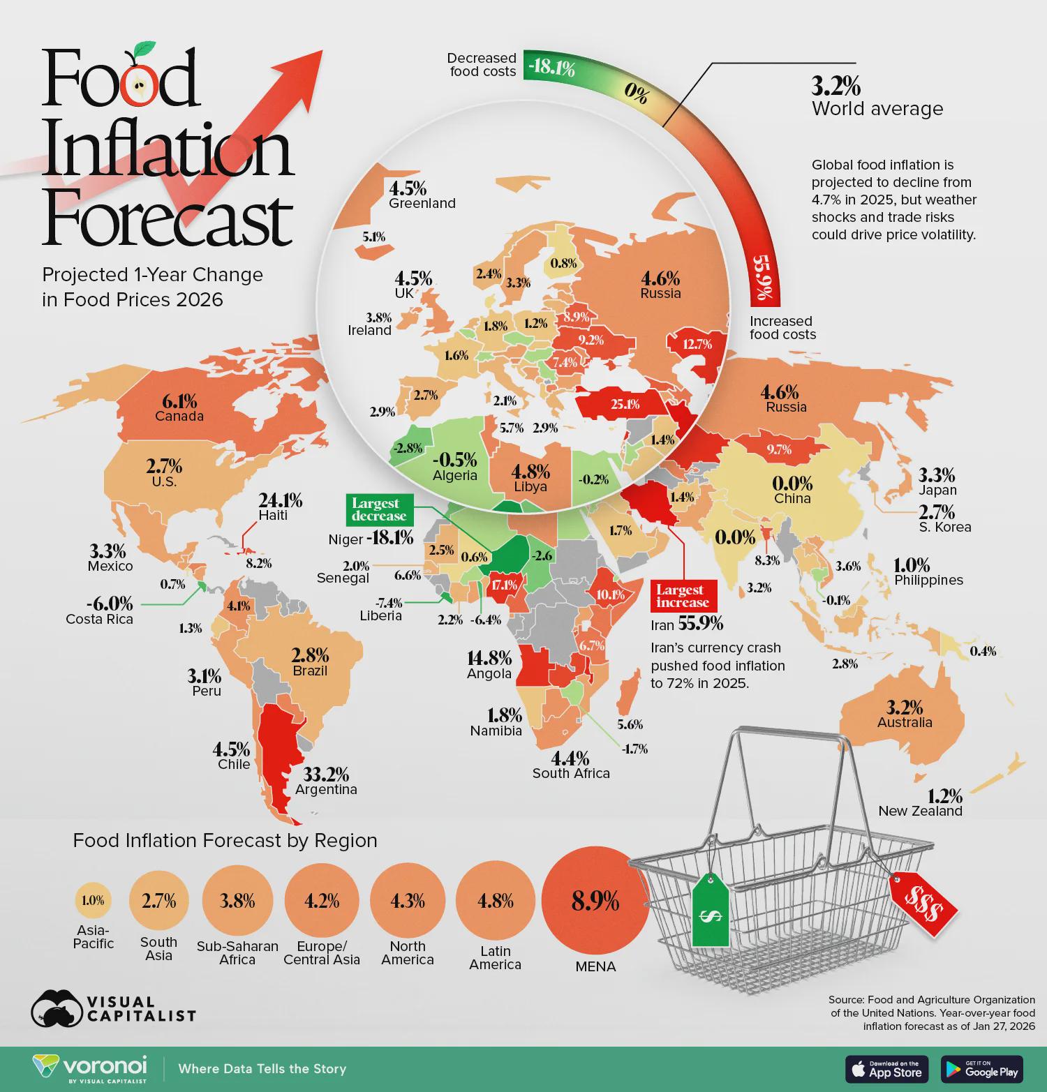 Mapped: Where Food Inflation Will Hit Hardest in 2026 Visualization Mapped: Where Food Inflation Will Hit Hardest in 2026 Visualization