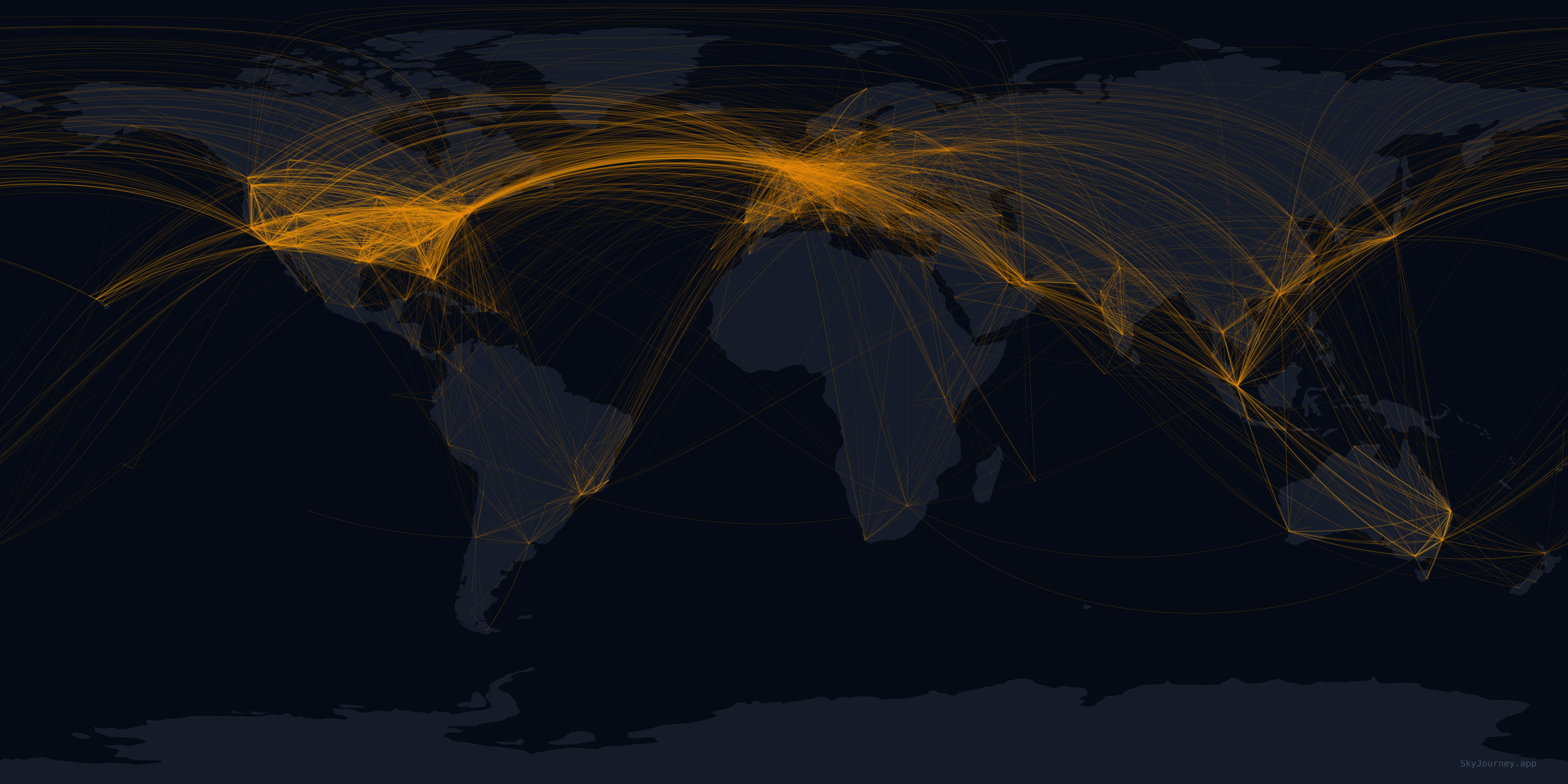 [OC] Global Commercial Flight Routes: 40k Flights Visualized Visualization
