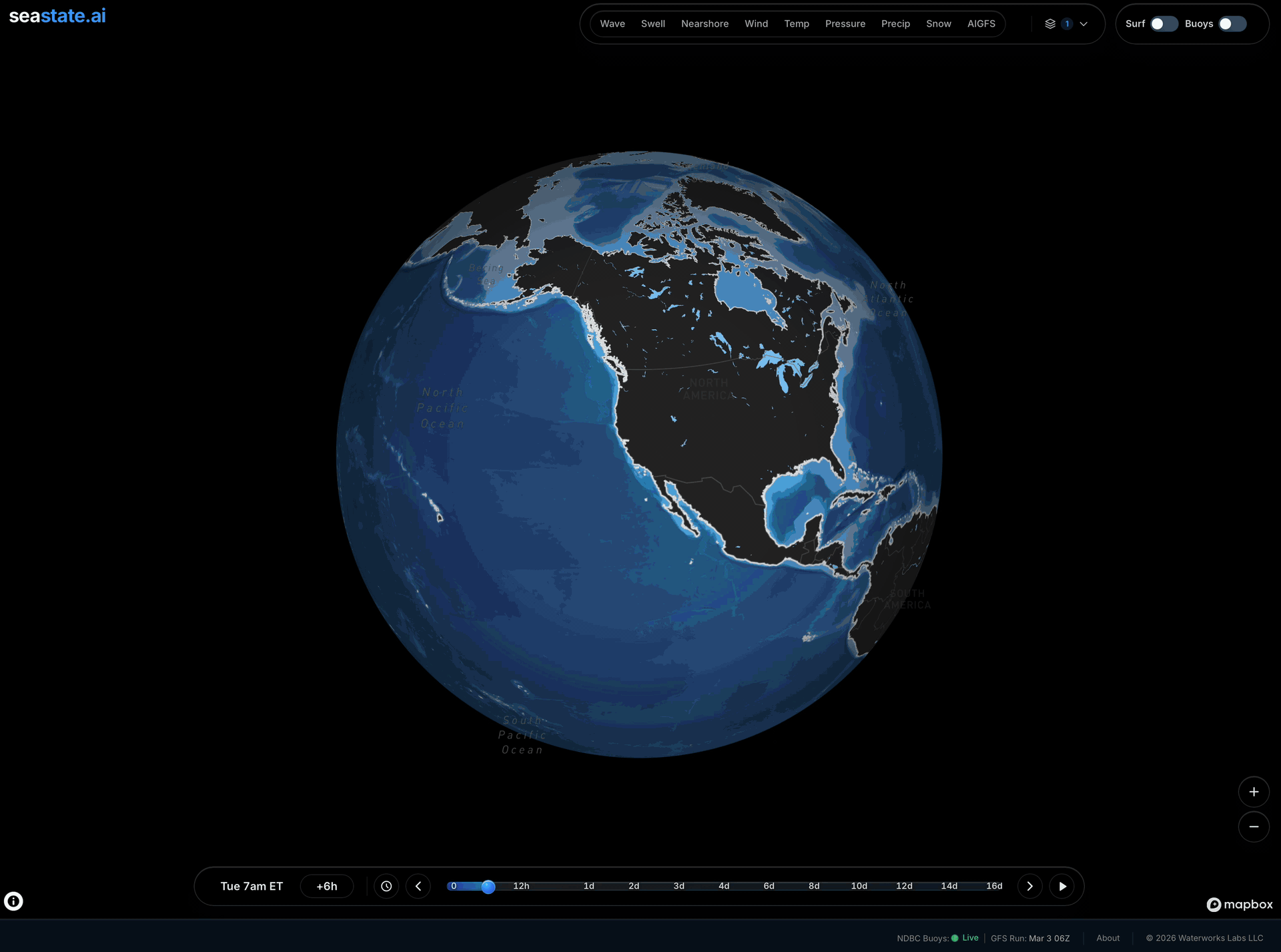 [OC] We built an ocean and weather visualization web app with live buoy data, global weather models, and our own nearshore simulations and surf forecasts Statistics