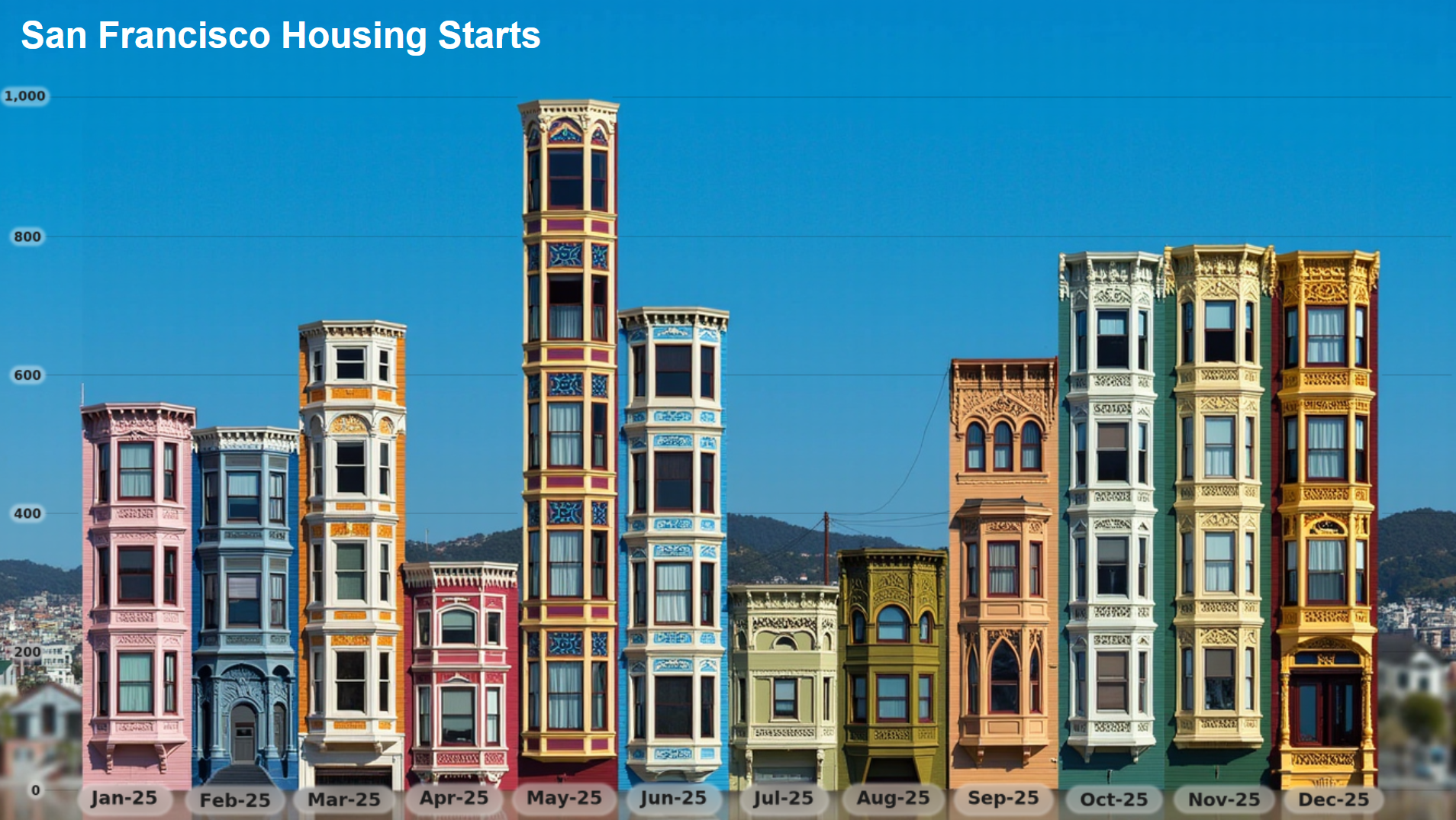 SF Metro Housing Starts [OC] Visualization