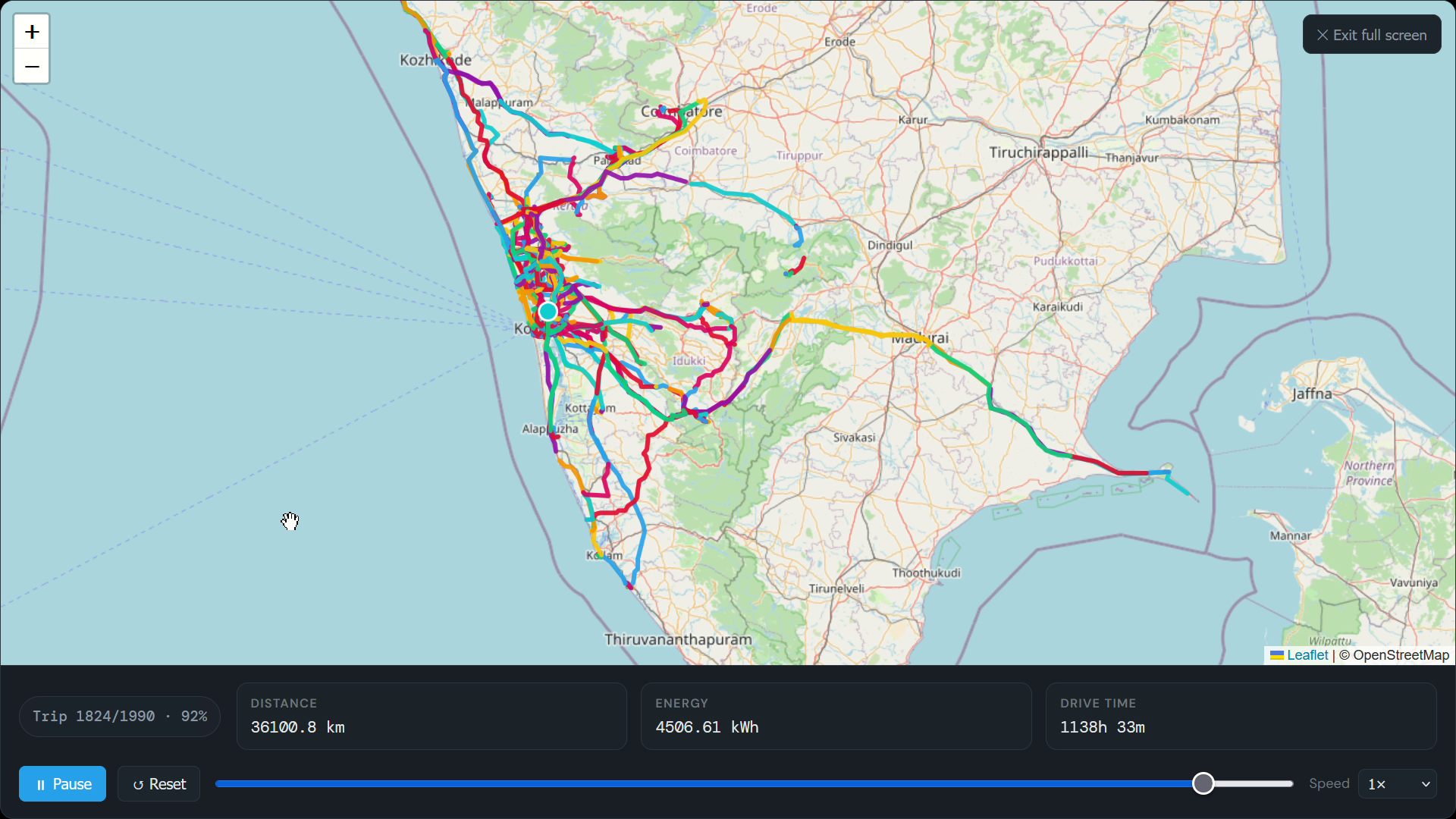 [OC] I tracked my EV's location over the past couple of years Visualization