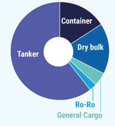 Annual vessel composition transiting the Strait of Hormuz (% number of ships) (OPEC/EIA/PortWatch) Visualization