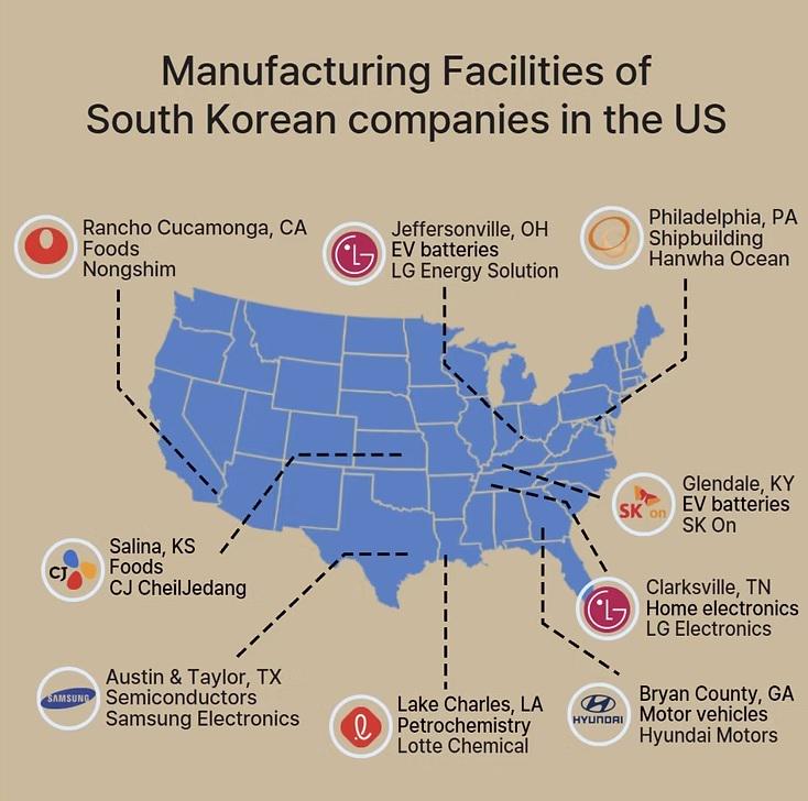 Manufacturing Facilities of South Korea companies in tha U.S. Visualization