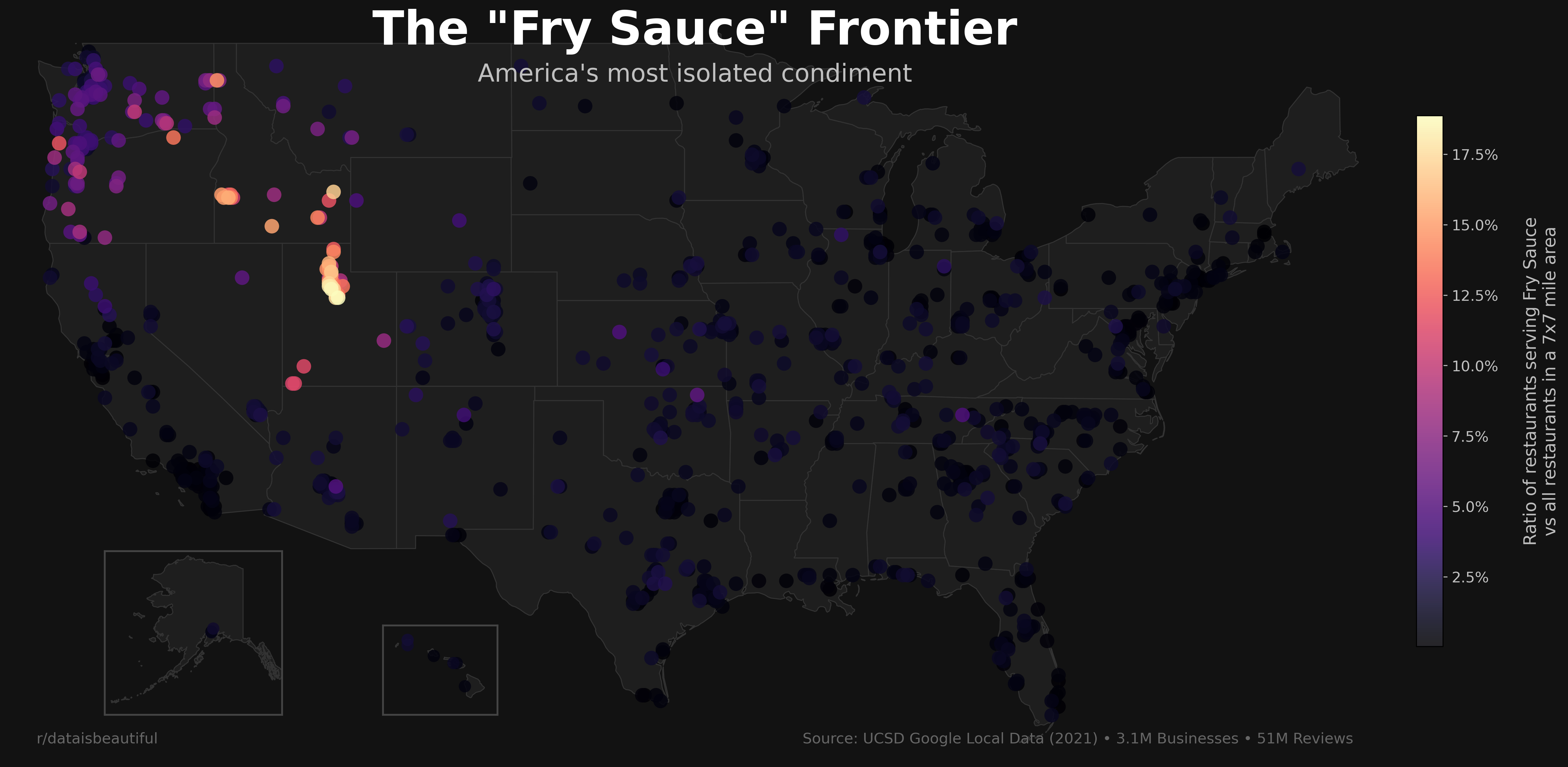 [OC] The "Fry Sauce" Frontier Visualization