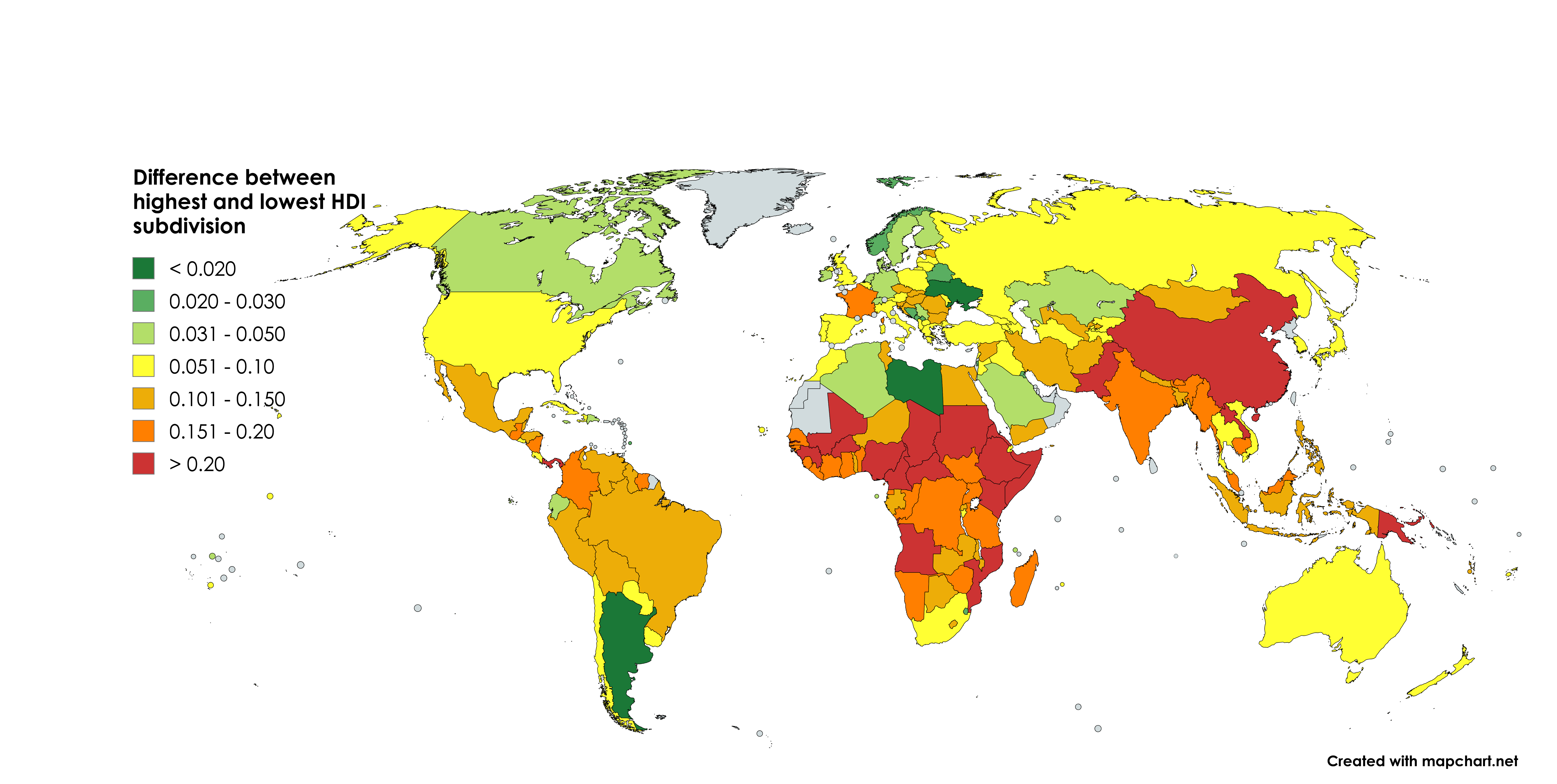 [OC] Subdivision inequality around the world Visualization