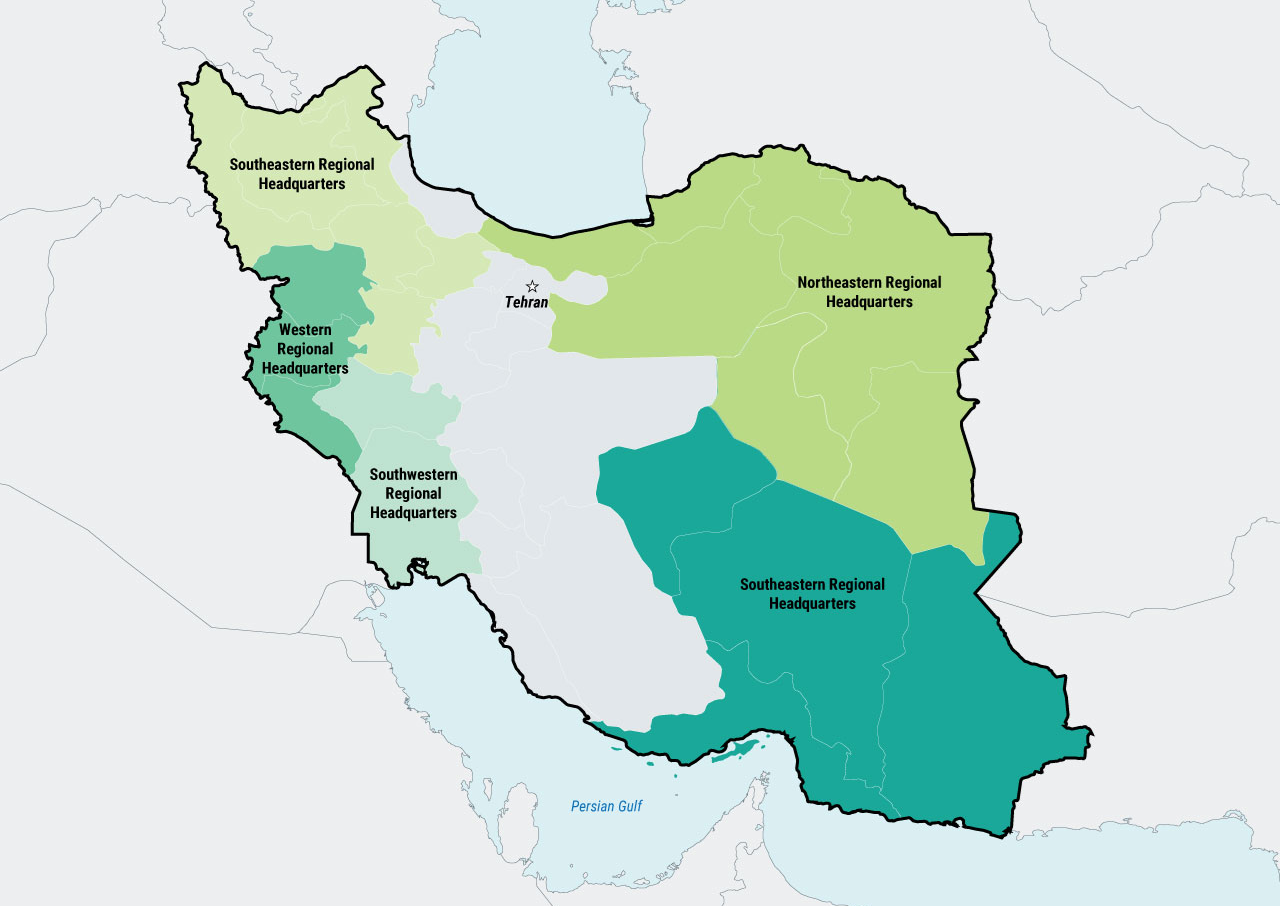 Artesh ground forces regional headquarters (Critical Threats) Visualization