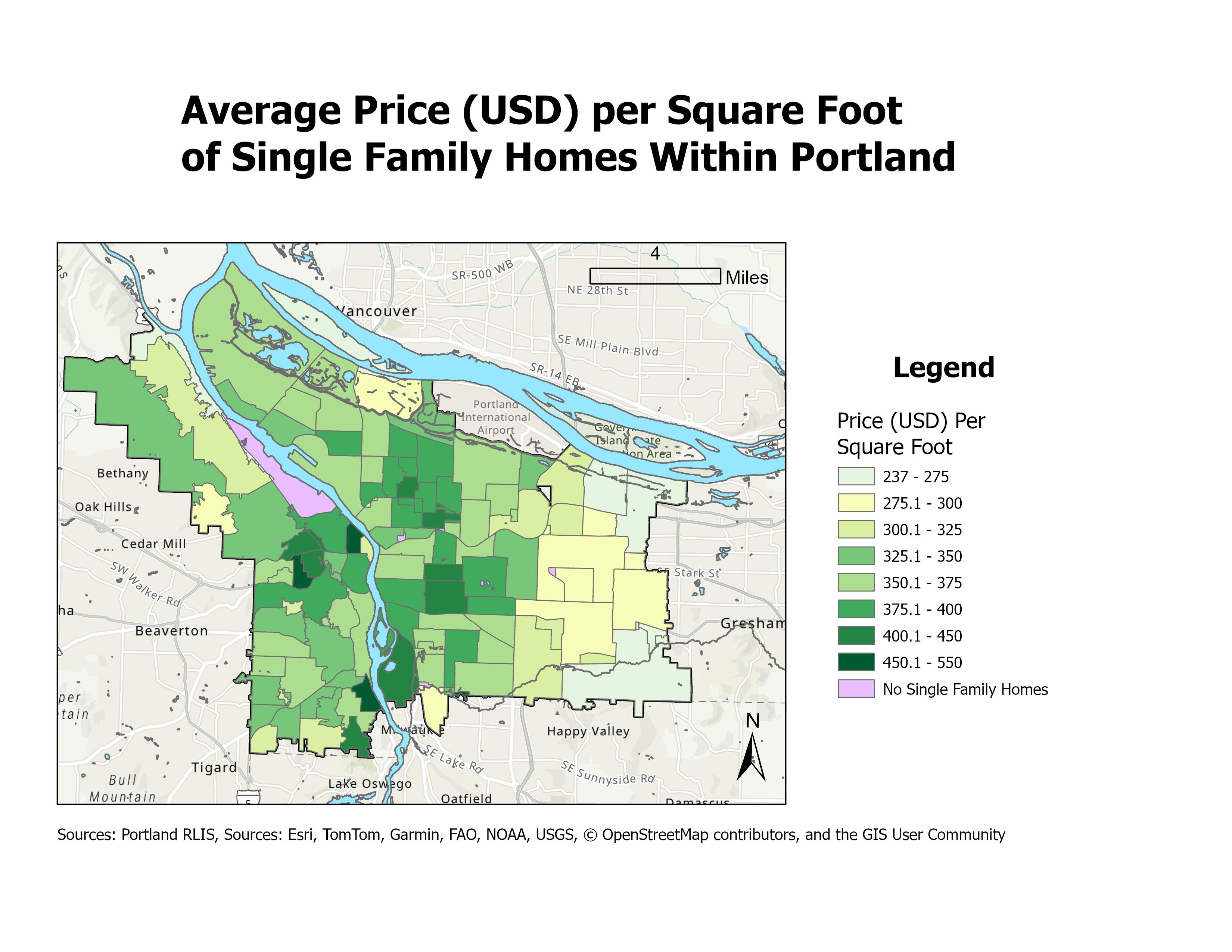 [OC] Cost of Single Family Homes per sqft of Building in Portland, Oregon Visualization