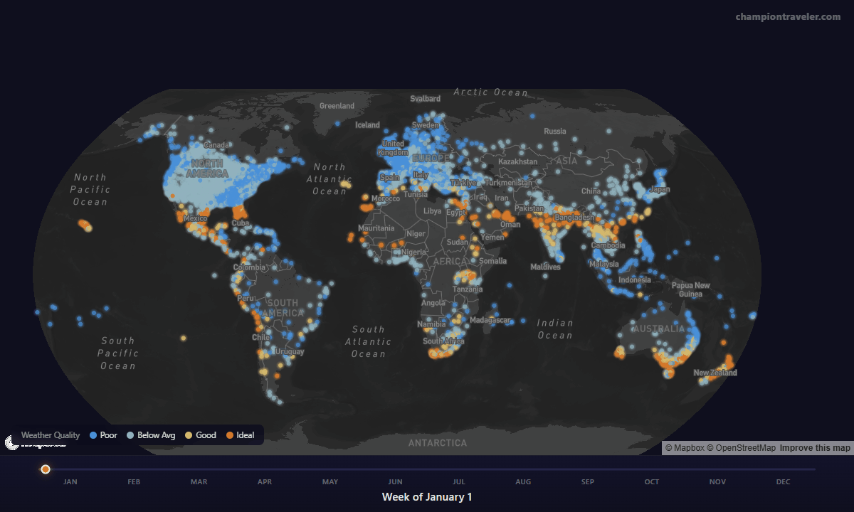 [OC] Ideal weather by week Visualization