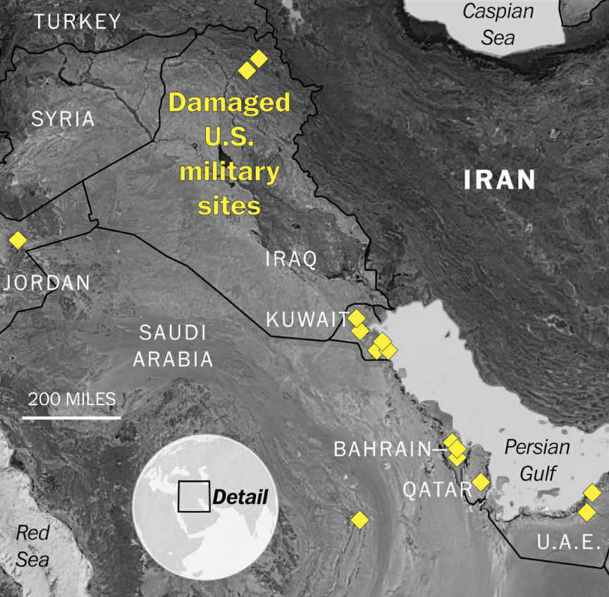 Iran has hit far more U.S. military assets than reported (WAPO) Visualization