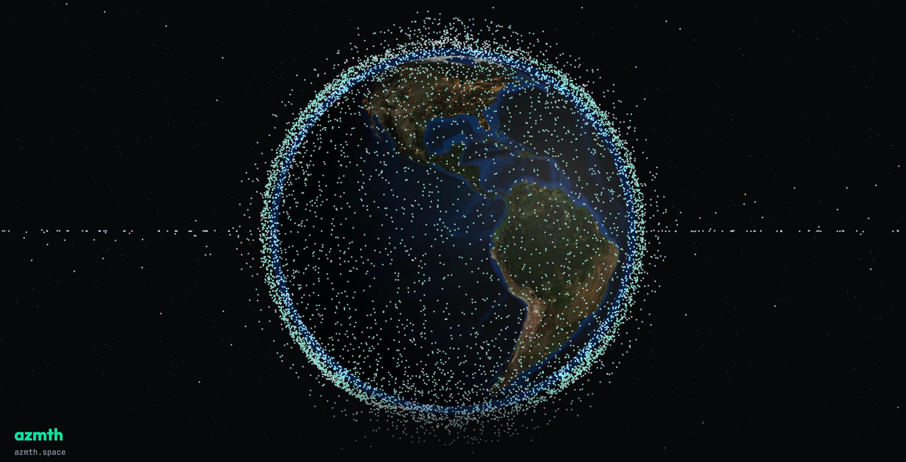 [OC] Live positions of ~15,000 active satellites in orbit right now (CelesTrak TLEs + SGP4) Visualization
