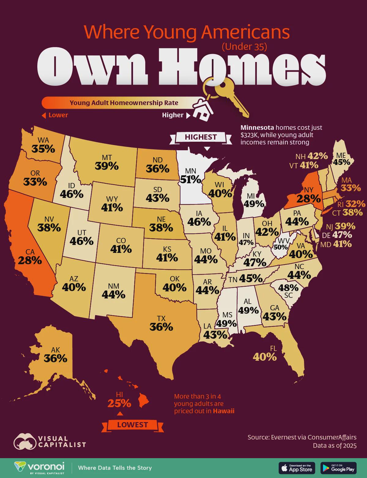 Mapped: Where Young Americans Still Own Homes Visualization