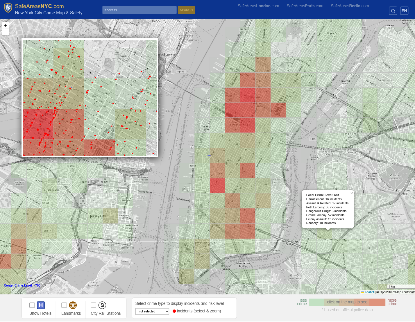 New York City Street Crime Map, 2026 [OC] Visualization