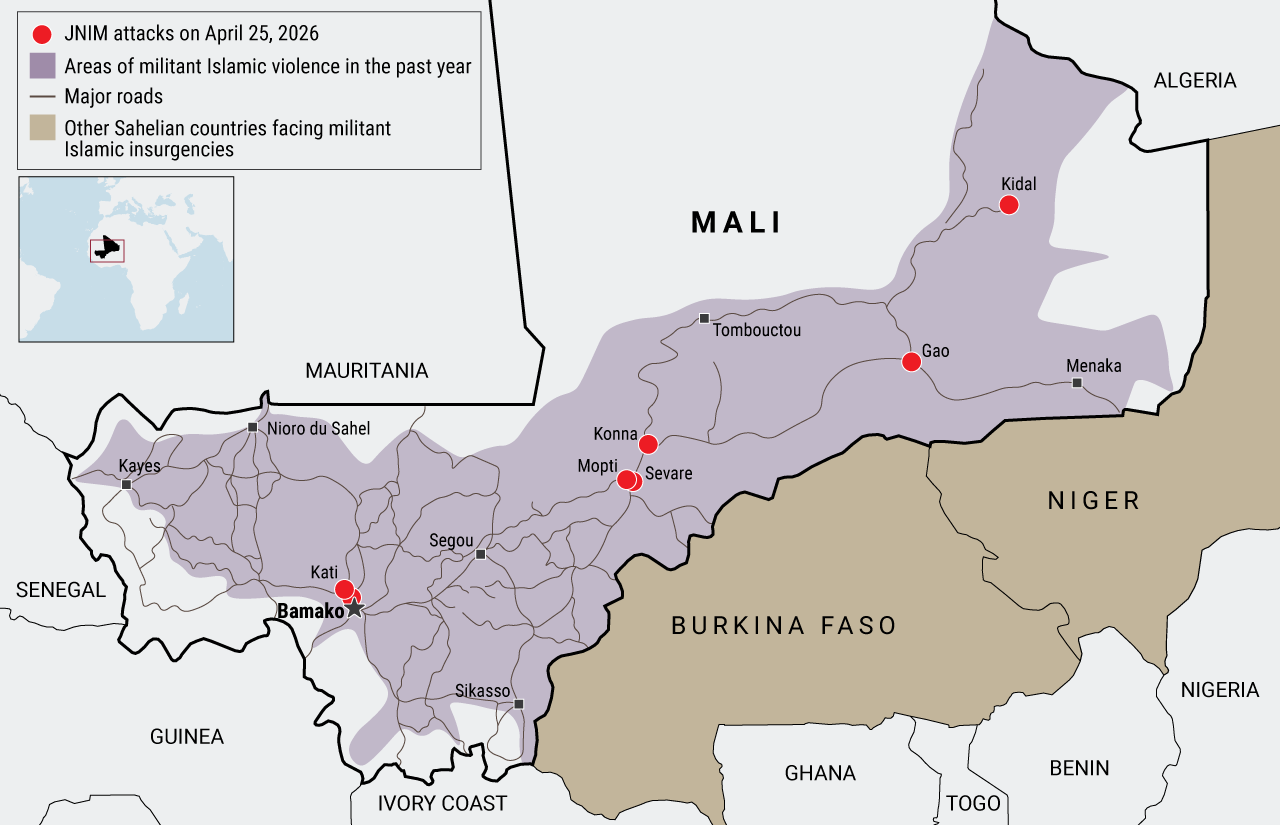 Militant Islamic attacks across Mali in 2026 (ACSS) Visualization