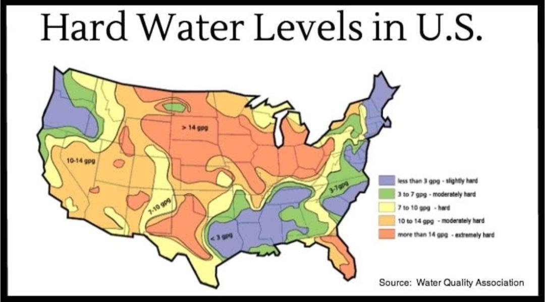 Hard water levels in U.S. Visualization