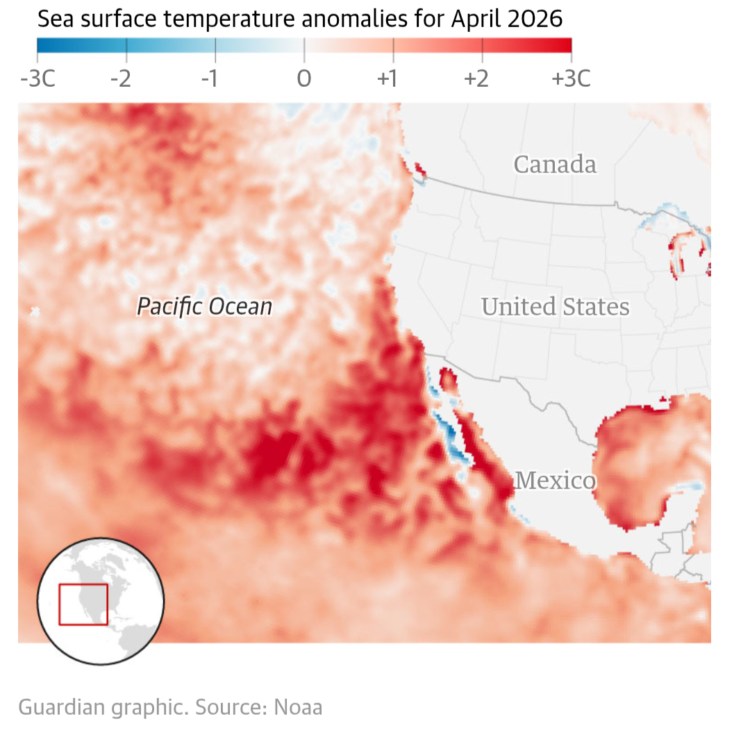 Marine heatwave off the US west coast Visualization Marine heatwave off the US west coast Visualization