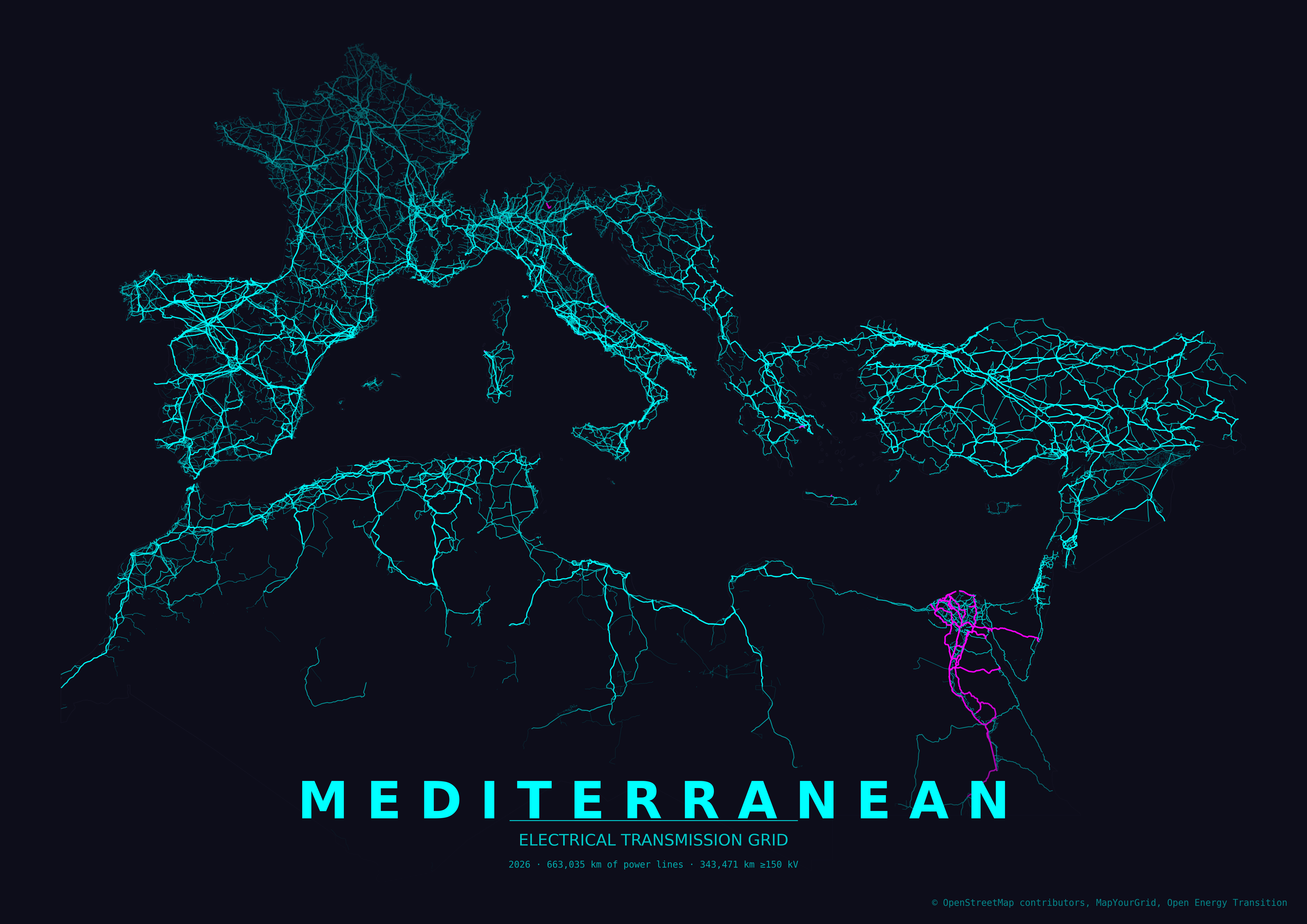 [OC] Grid2Poster: Design posters showcasing your country's electrical grid Visualization