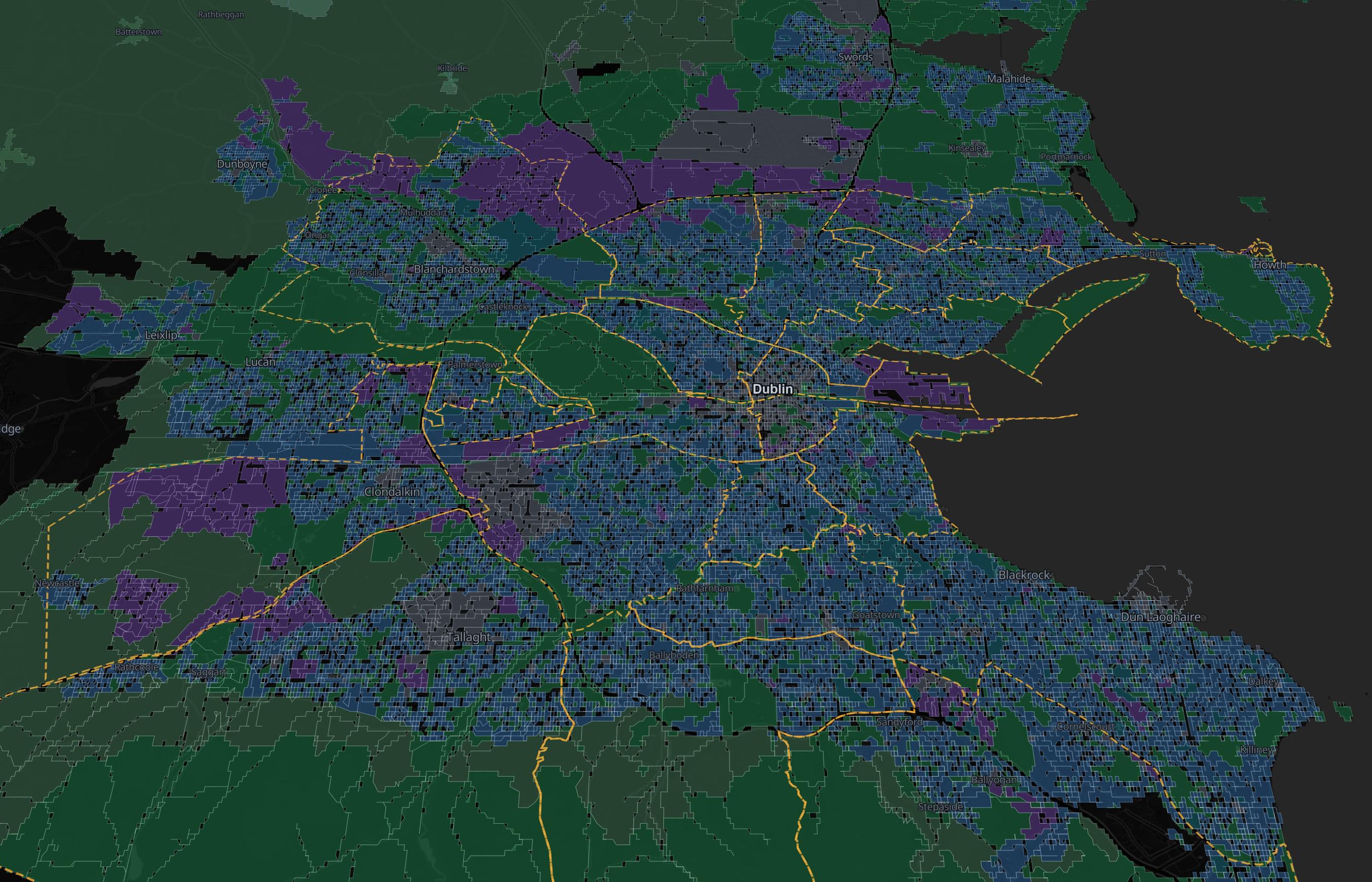 [OC] Every planning zone in Dublin County mapped from the current development plan Visualization