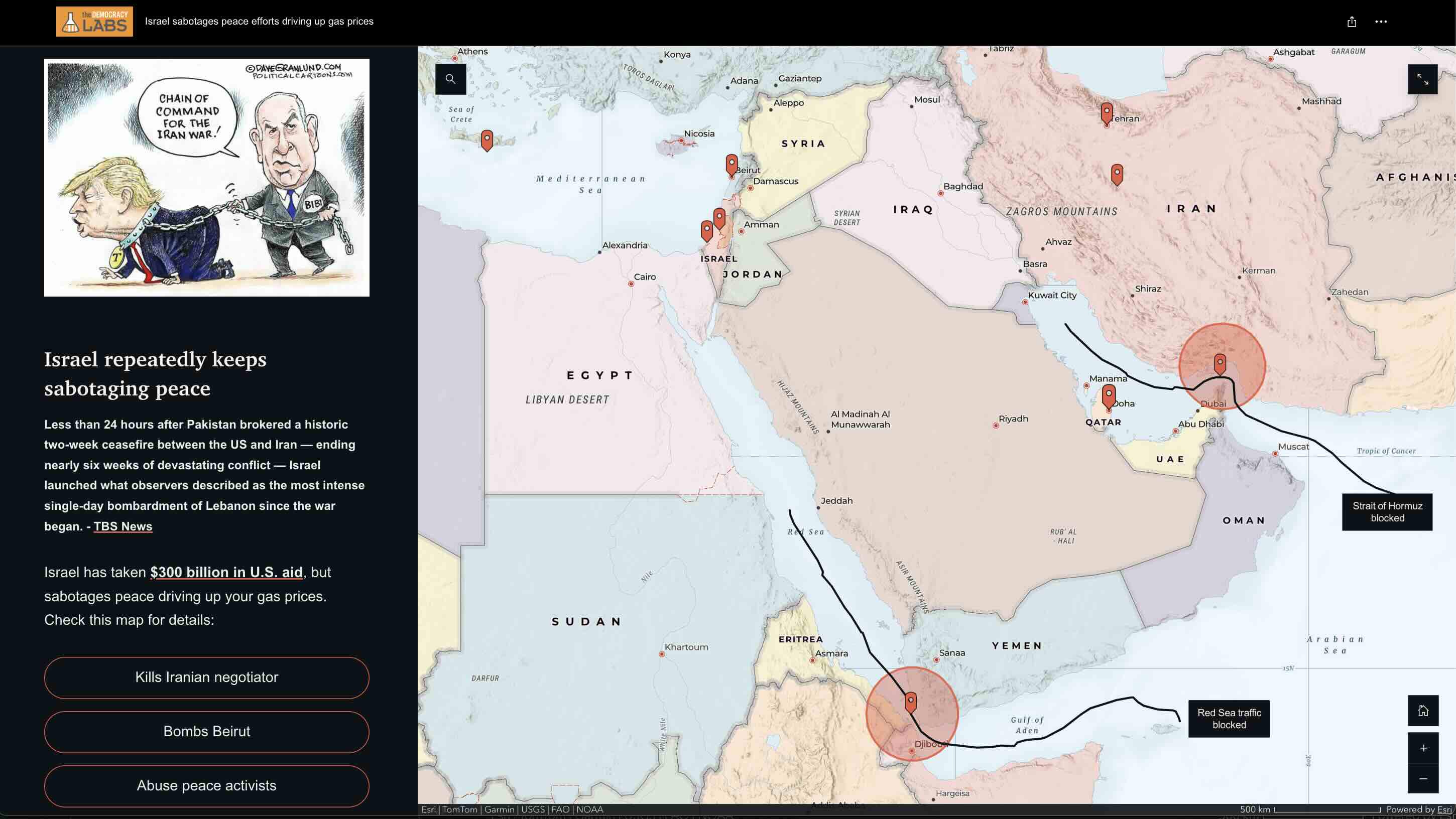 Mapping how Netanyahu sabotages peace deals jacking up gas prices Visualization