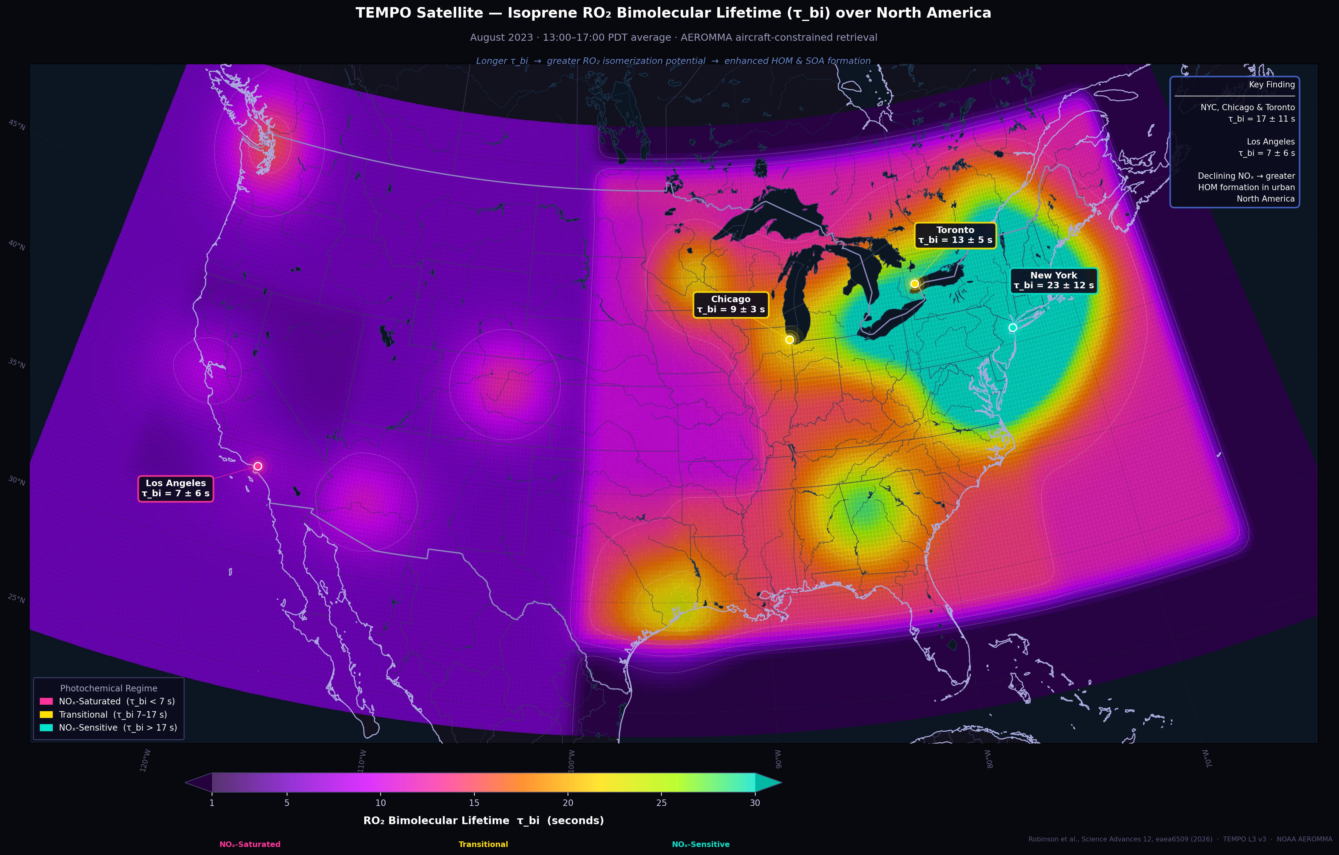 [OC] A satellite map of the atmospheric shift happening over North America's cities Visualization