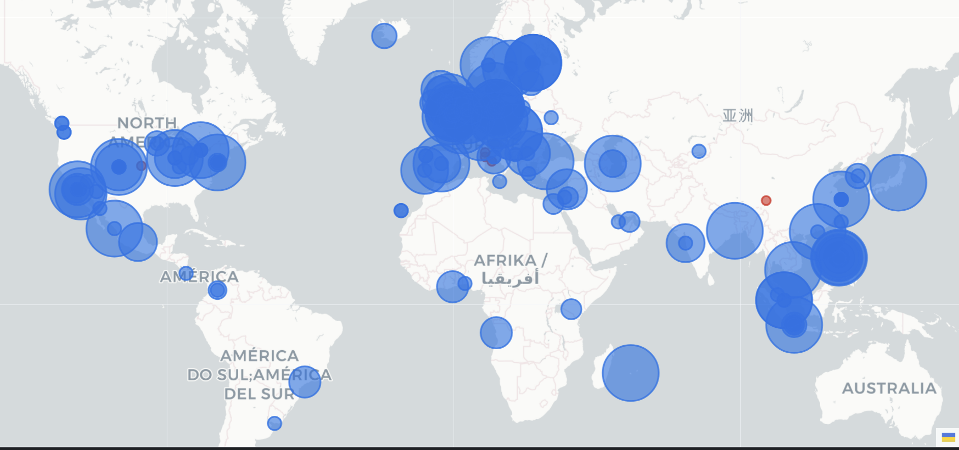 [OC] We've been selling Subsoccer tables worldwide for years with zero idea who plays them. 76 days ago we launched our own app — now we see 62 countries, 201 cities, in real time. Visualization