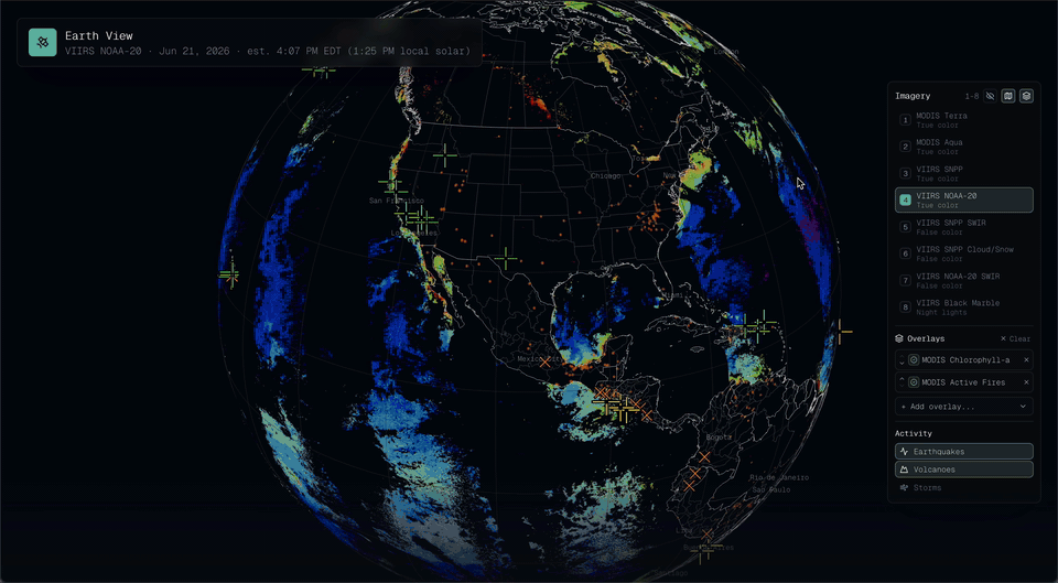 [OC] Open-source 3D Earth with near-daily satellite imagery down to 10m/pixel Visualization