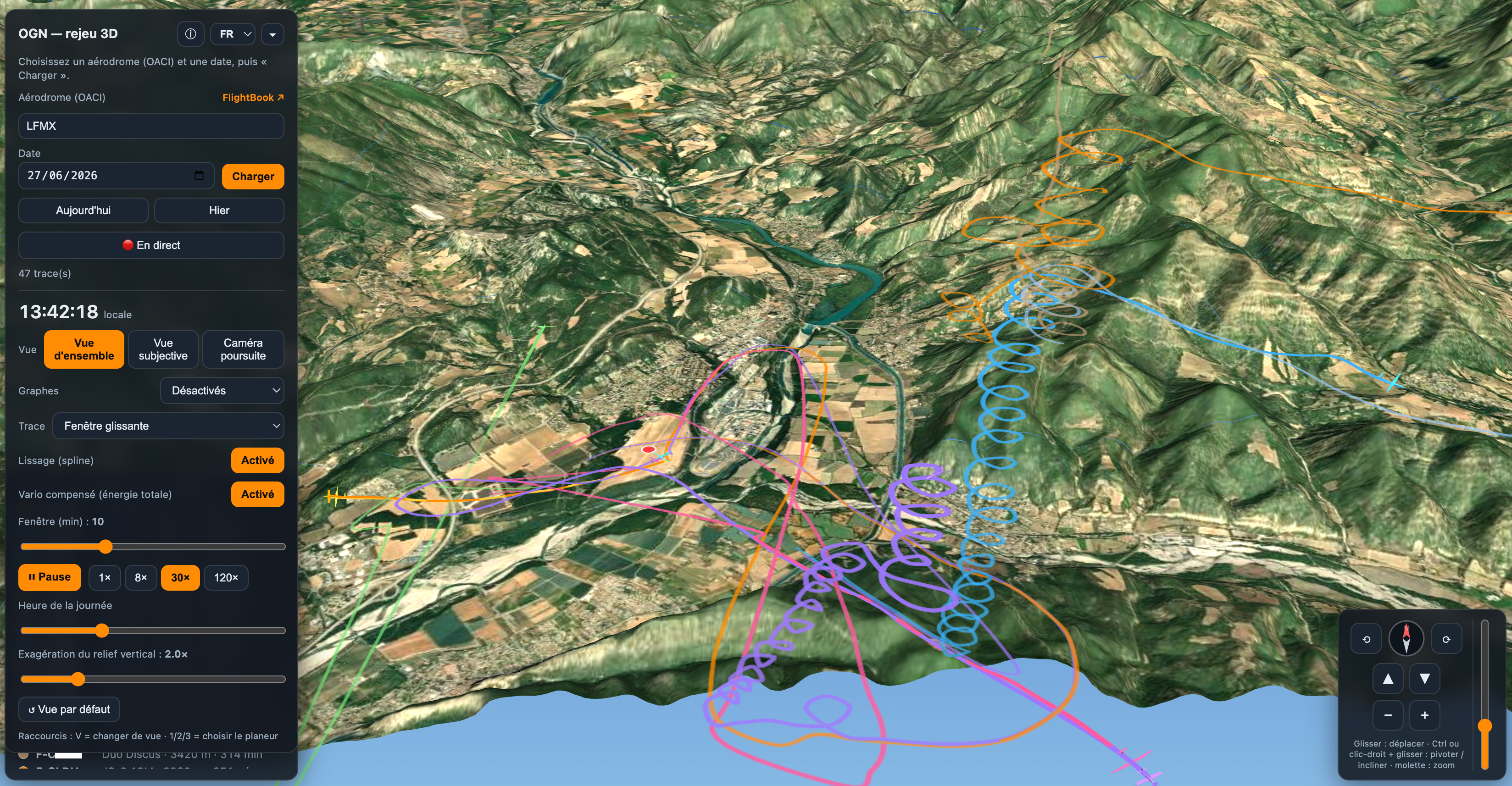 [OC] Glider thermals and cross-country tracks over the Alps, rebuilt in 3D from Open Glider Network data Statistics