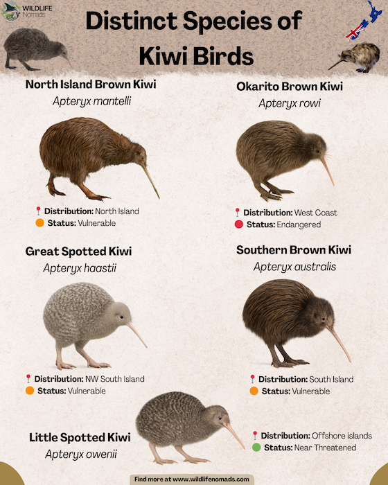 All types of the kiwi Bird Visualization