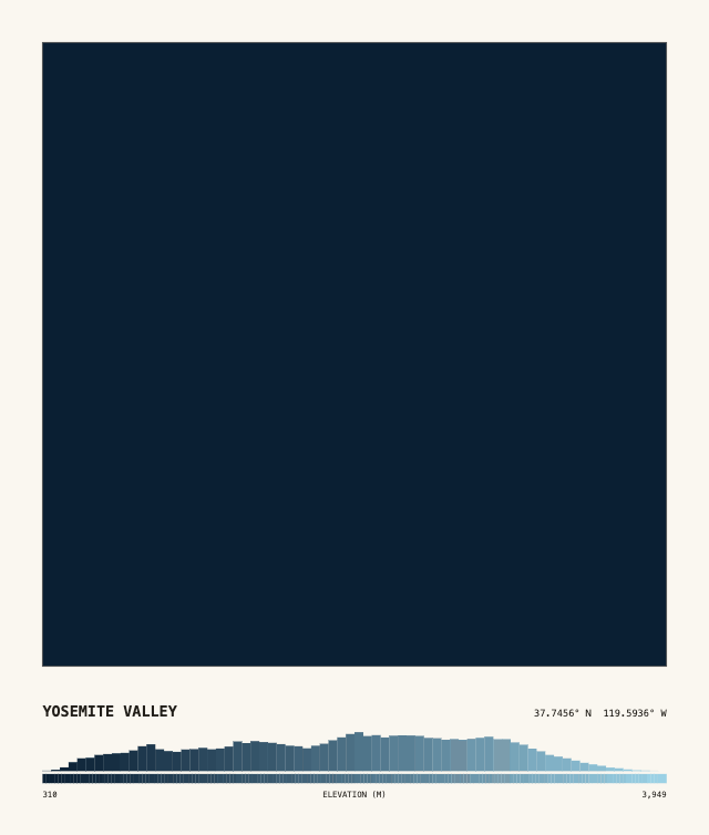 [OC] Yosemite, drawn as animated contour bands from NASA elevation data Statistics