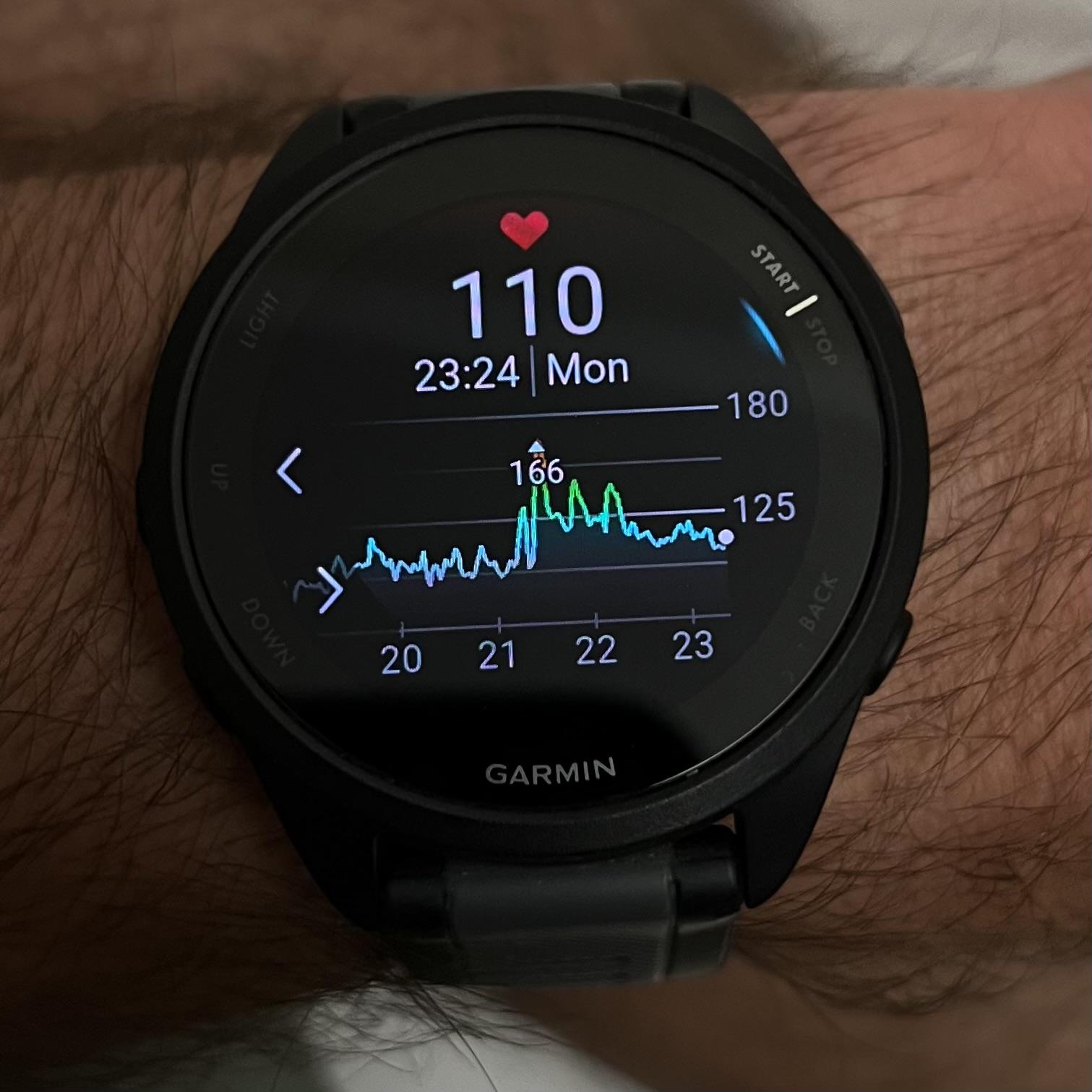 [OC] Went to a metal concert yesterday, and my heart rate shows precisely when the concert started and ended. Visualization