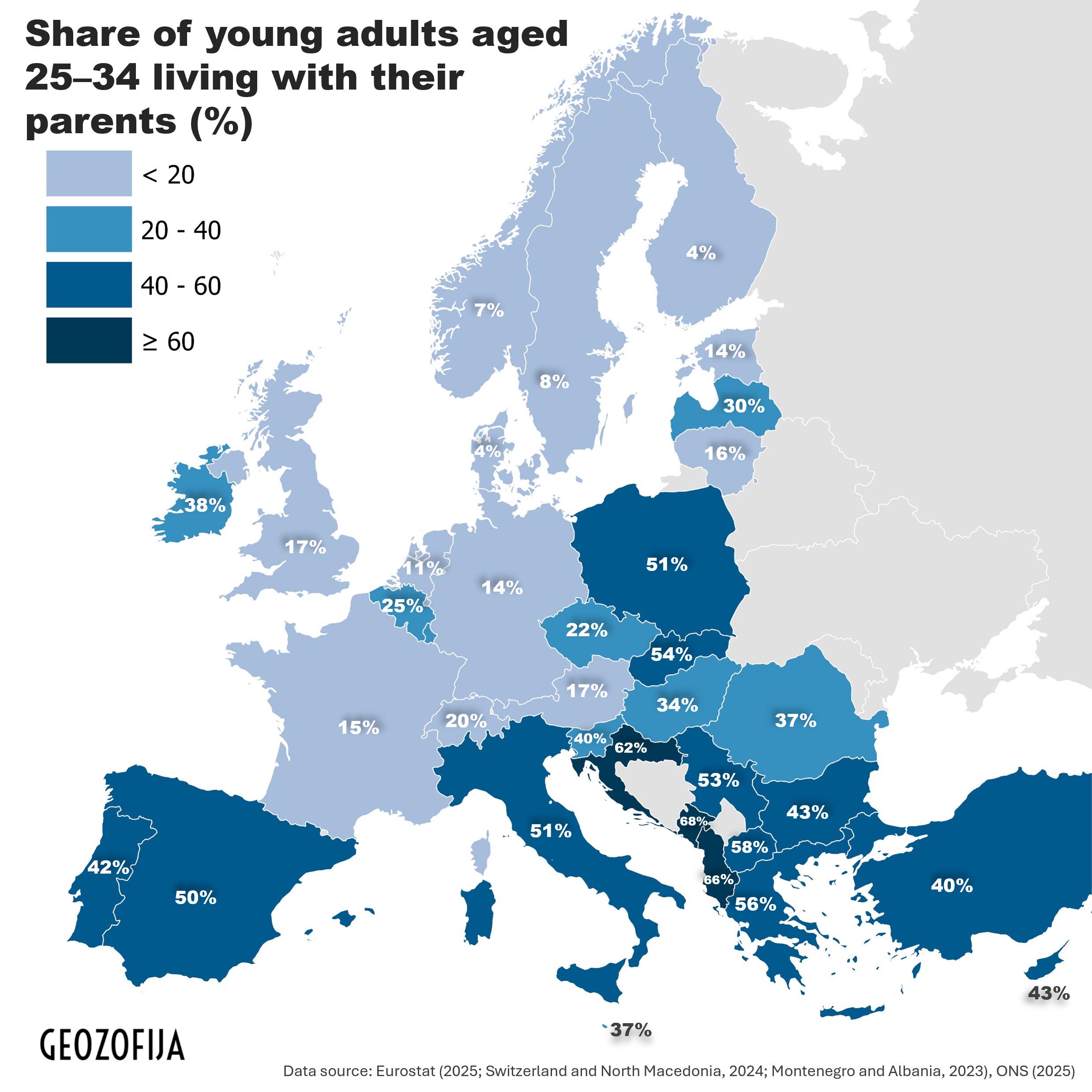 [OC] Share of young adults aged 25-34 living with their parents (2025) Visualization