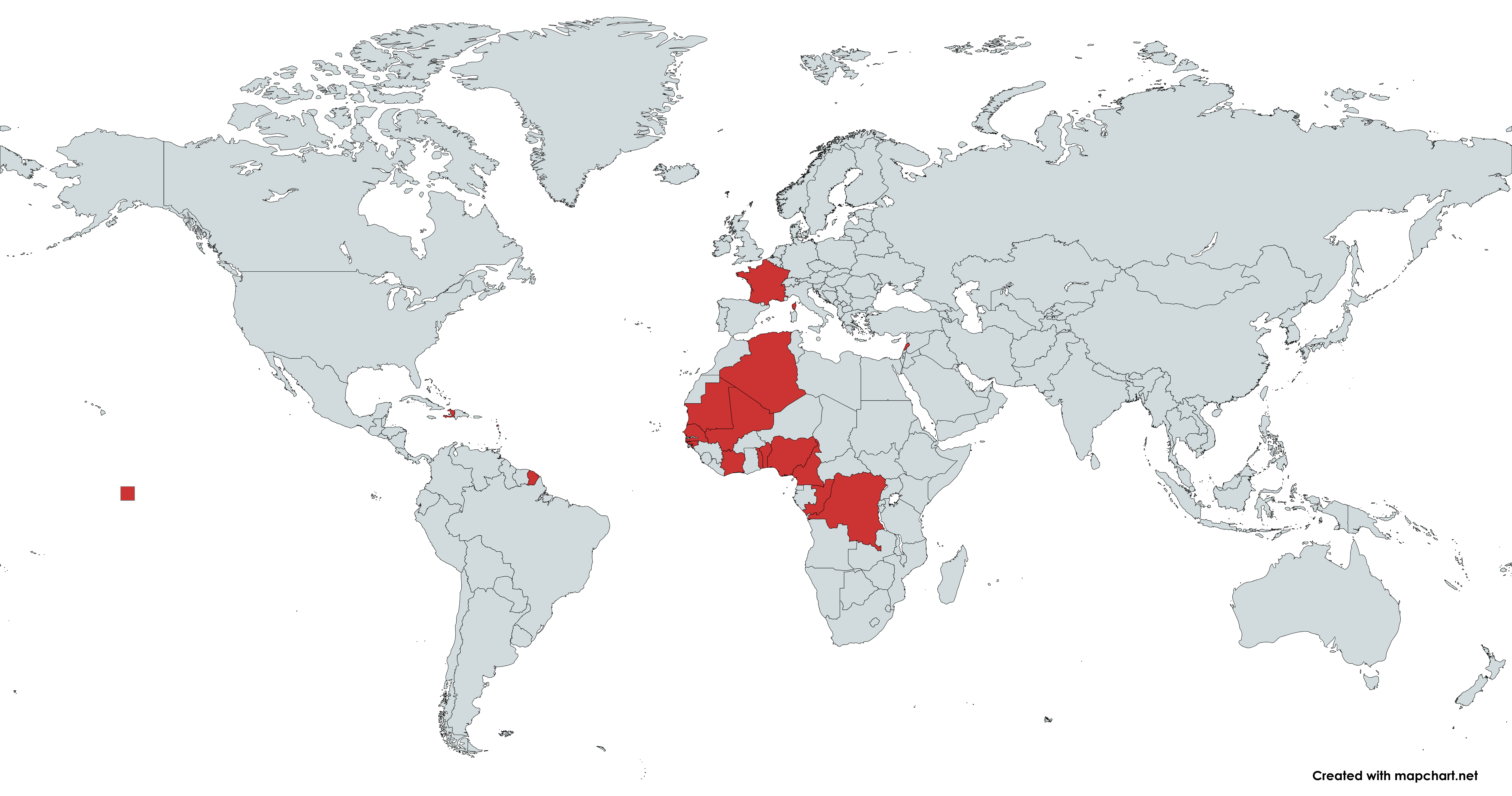[OC] Ancestry of the French WC squad, at least one parent comes from the colored countries Visualization